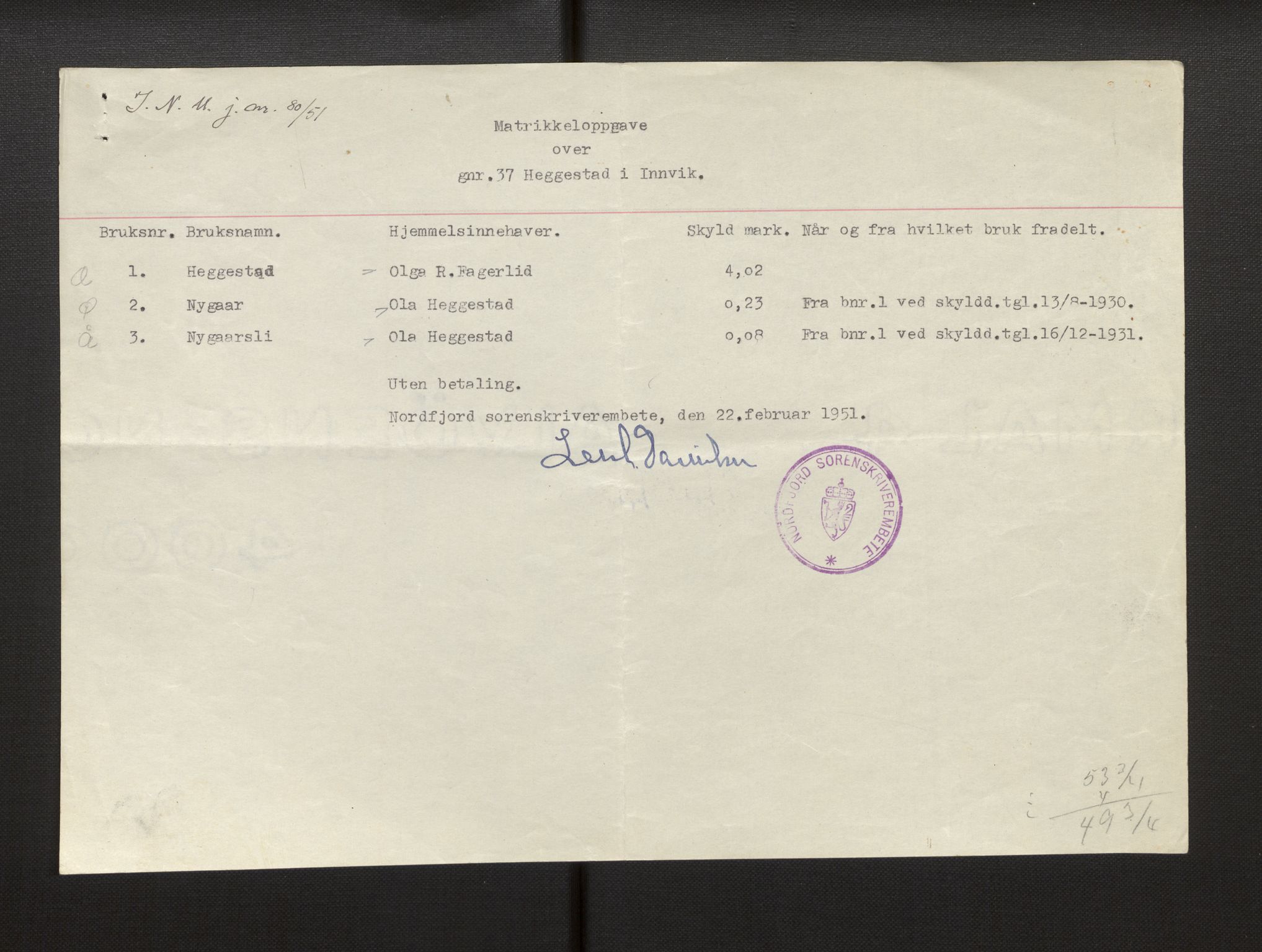 Sogn og Fjordane jordskiftedøme - I Nordfjord jordskiftedistrikt, AV/SAB-A-6001/B/L0099: Jordskiftedokument, 1943-1954, p. 12