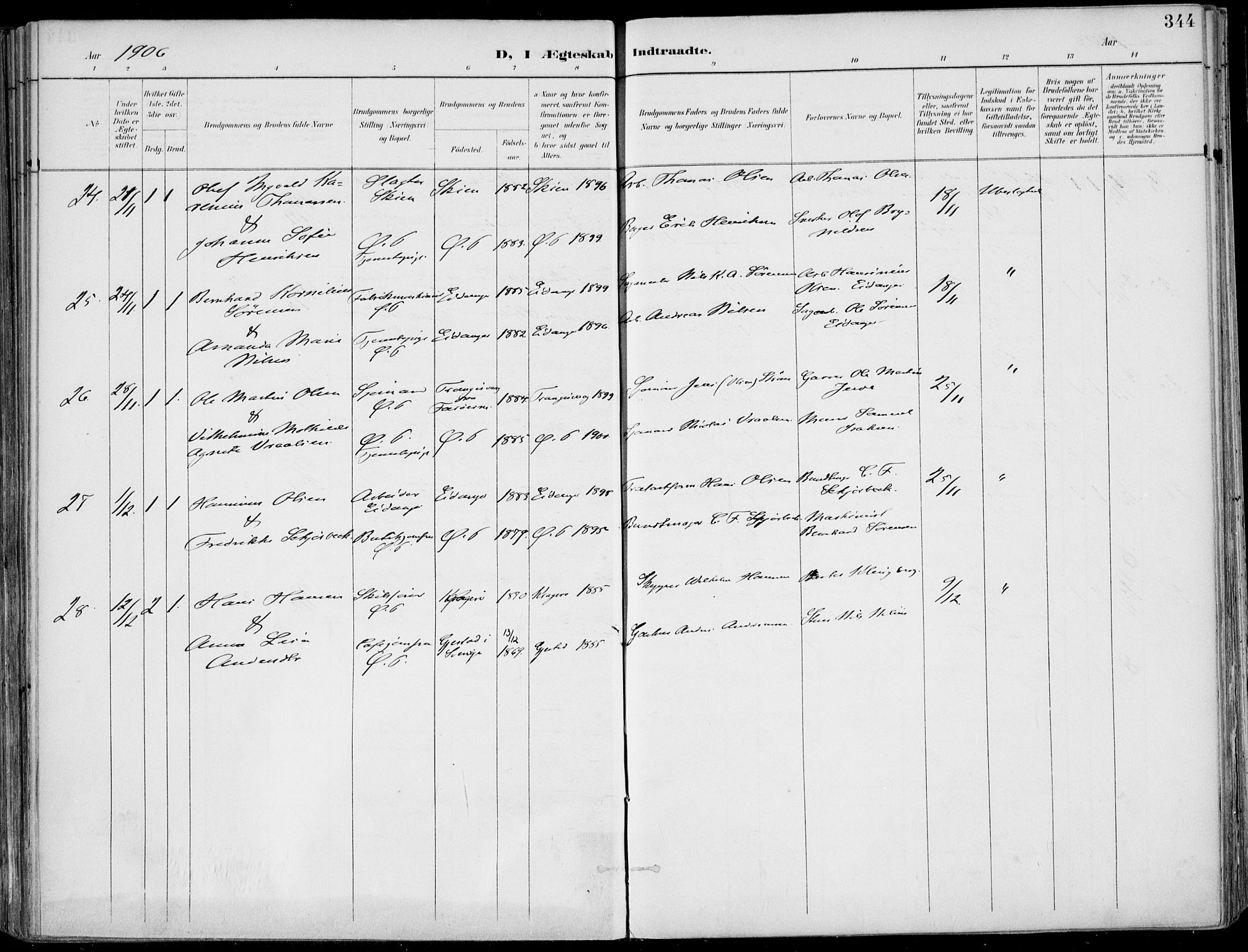 Porsgrunn kirkebøker , SAKO/A-104/F/Fa/L0011: Parish register (official) no. 11, 1895-1919, p. 344