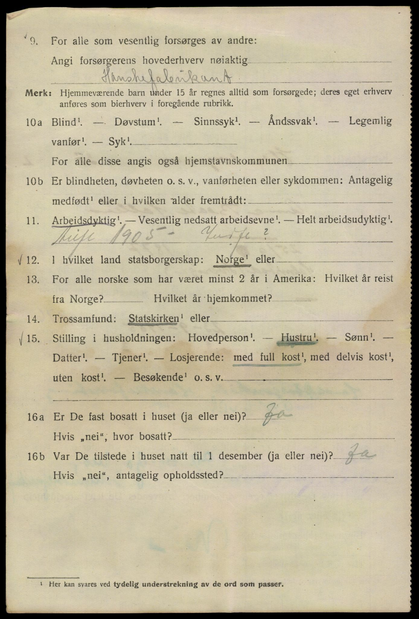 SAO, 1920 census for Kristiania, 1920, p. 215020