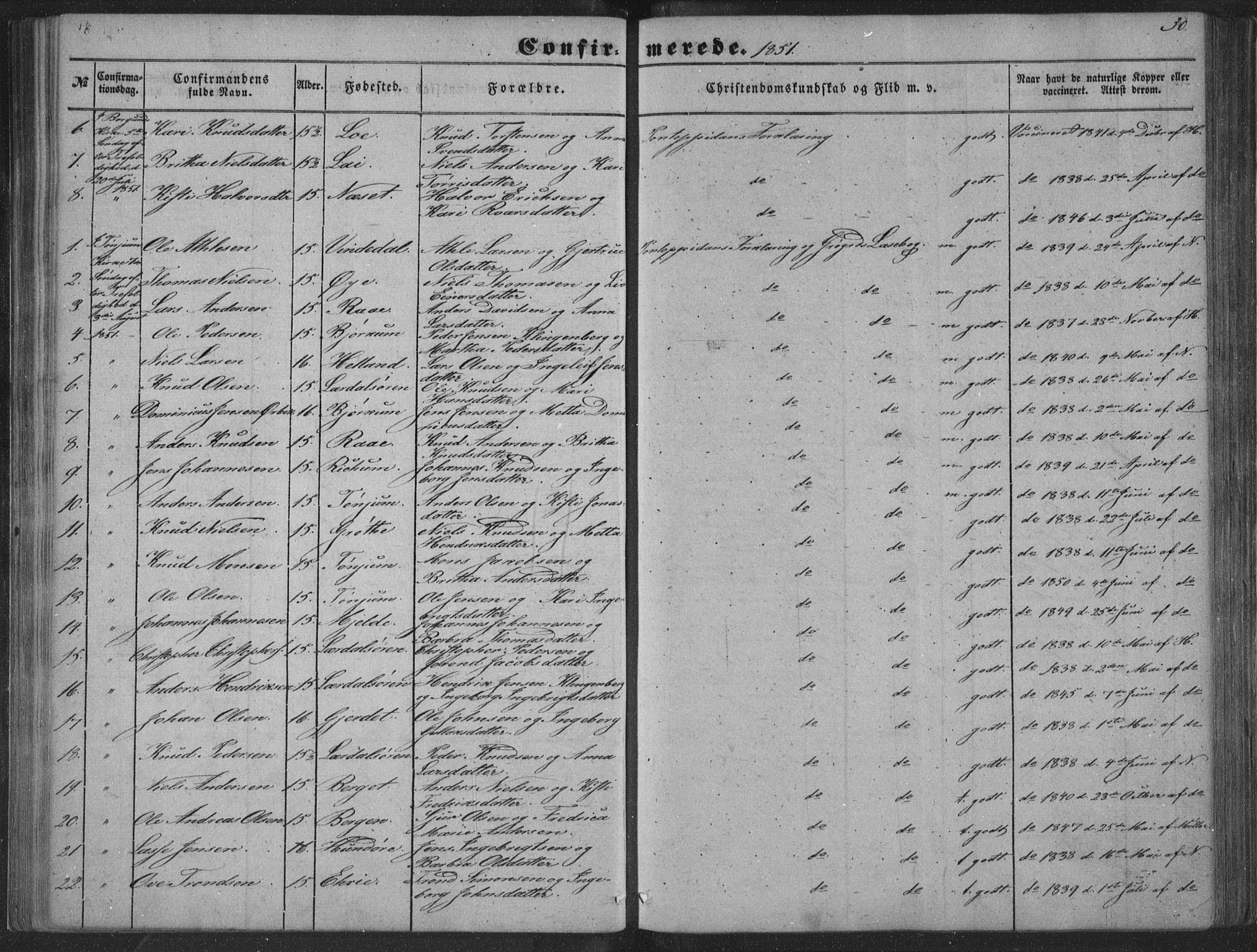 Lærdal sokneprestembete, SAB/A-81201: Parish register (official) no. A 13, 1847-1864, p. 30