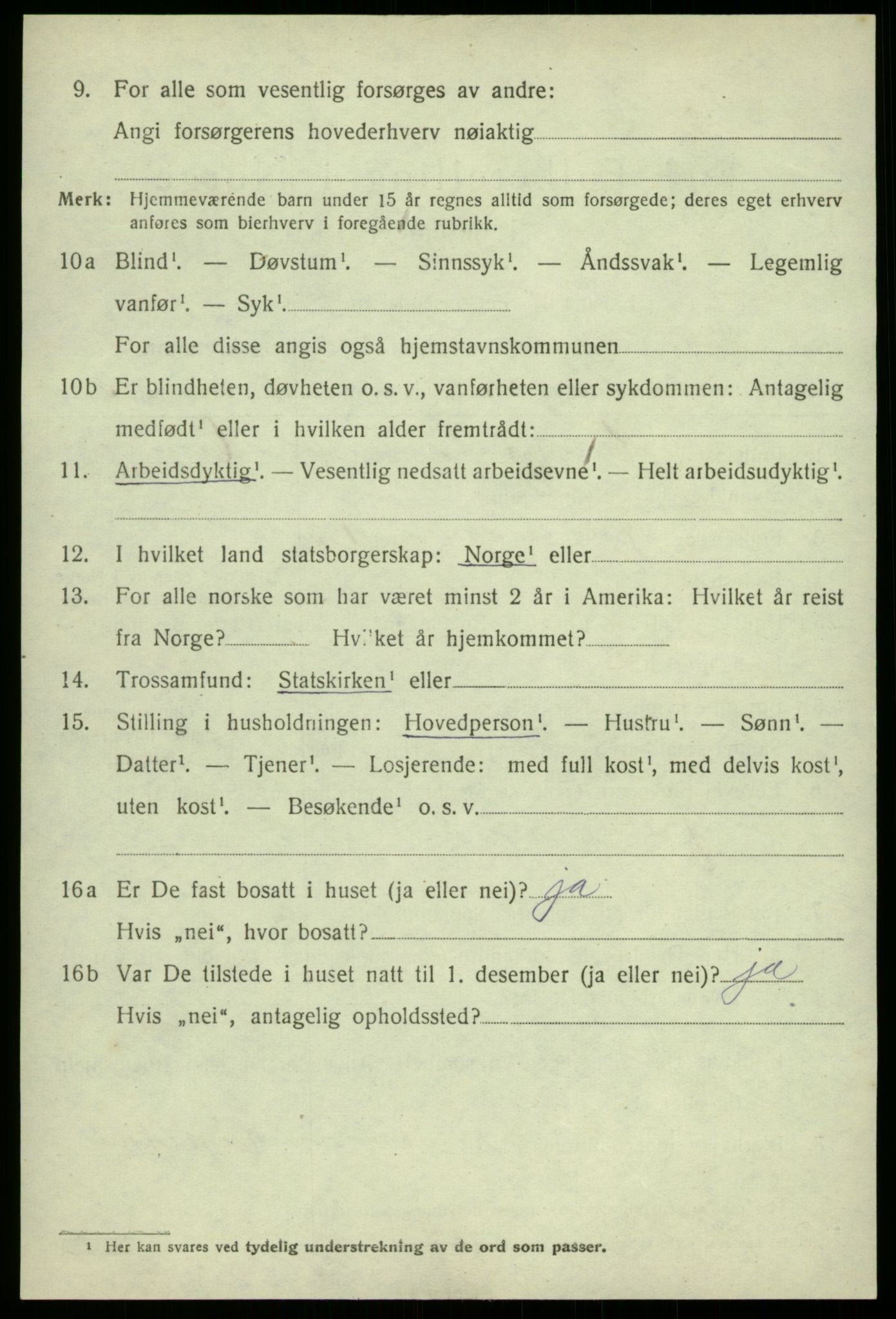 SAB, 1920 census for Granvin, 1920, p. 2499