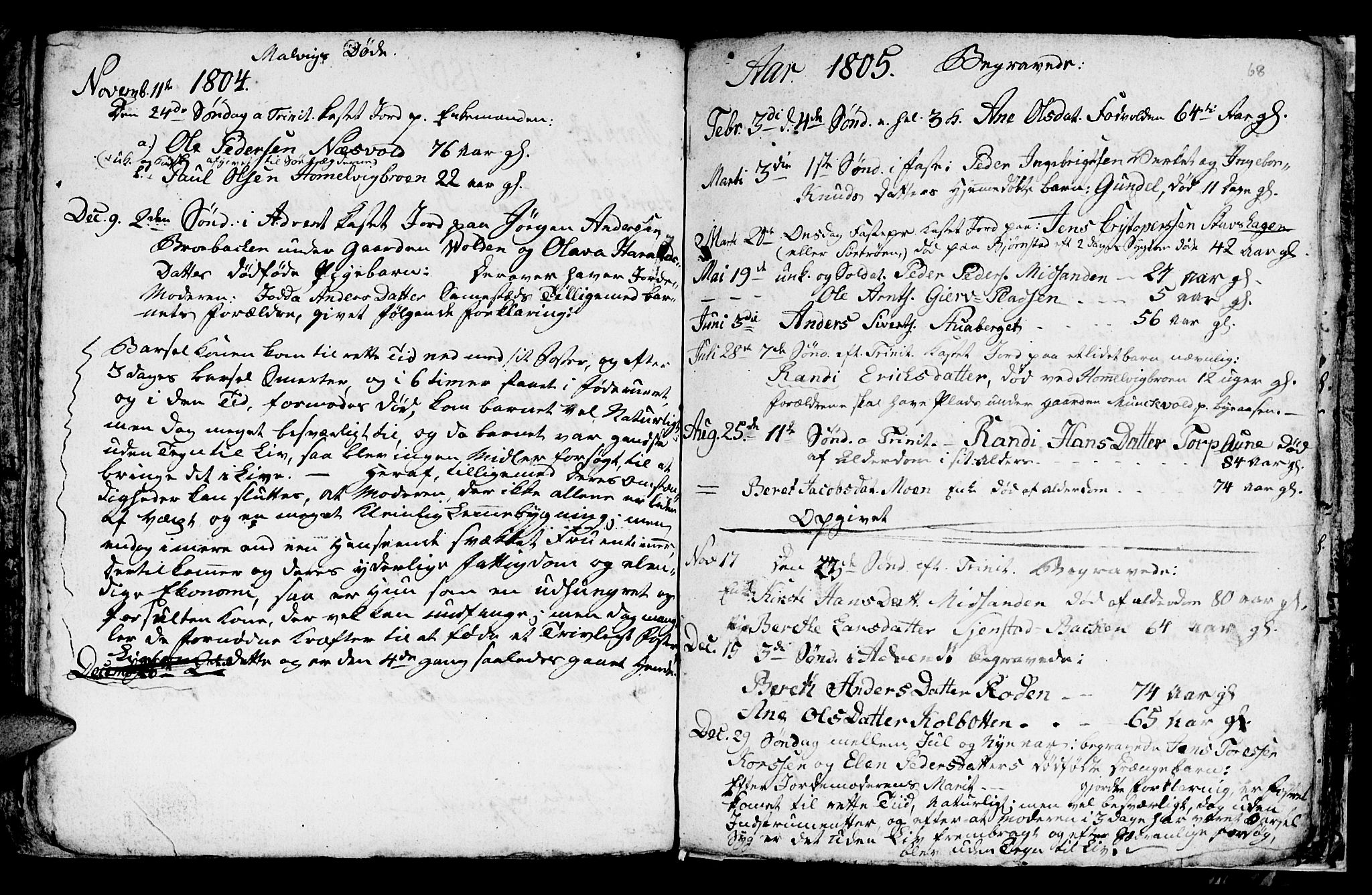Ministerialprotokoller, klokkerbøker og fødselsregistre - Sør-Trøndelag, SAT/A-1456/616/L0419: Parish register (copy) no. 616C02, 1797-1816, p. 68