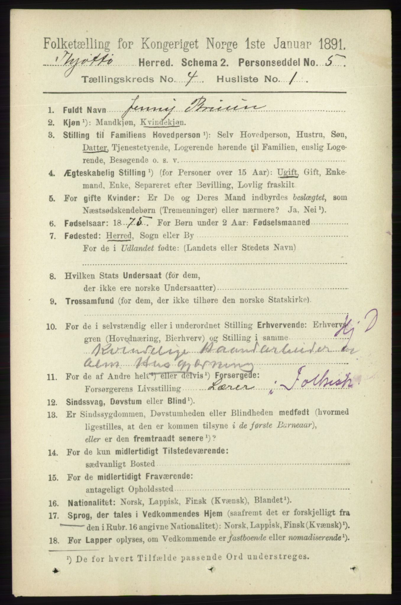 RA, 1891 census for 1817 Tjøtta, 1891, p. 1779