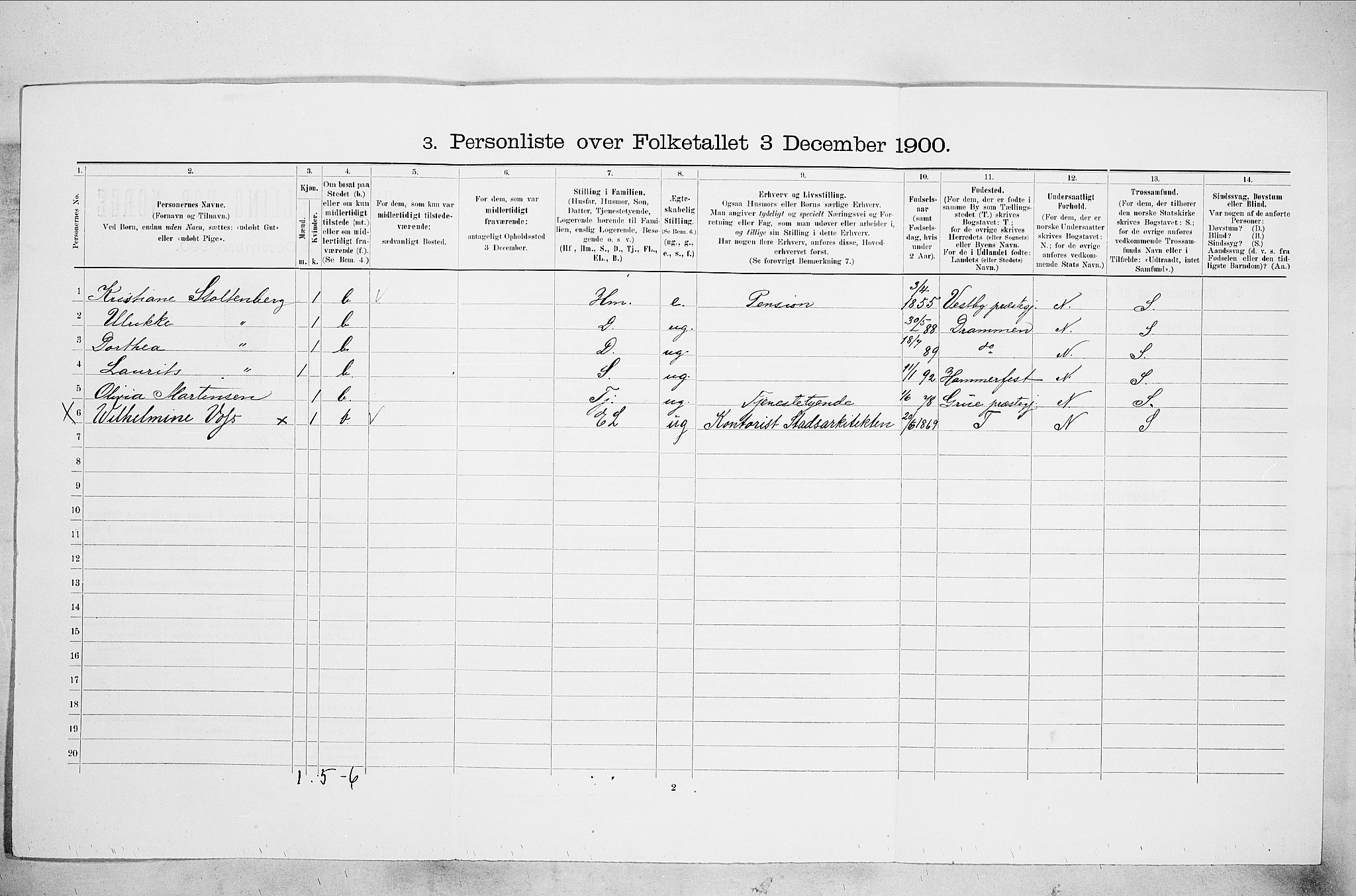 SAO, 1900 census for Kristiania, 1900, p. 38199