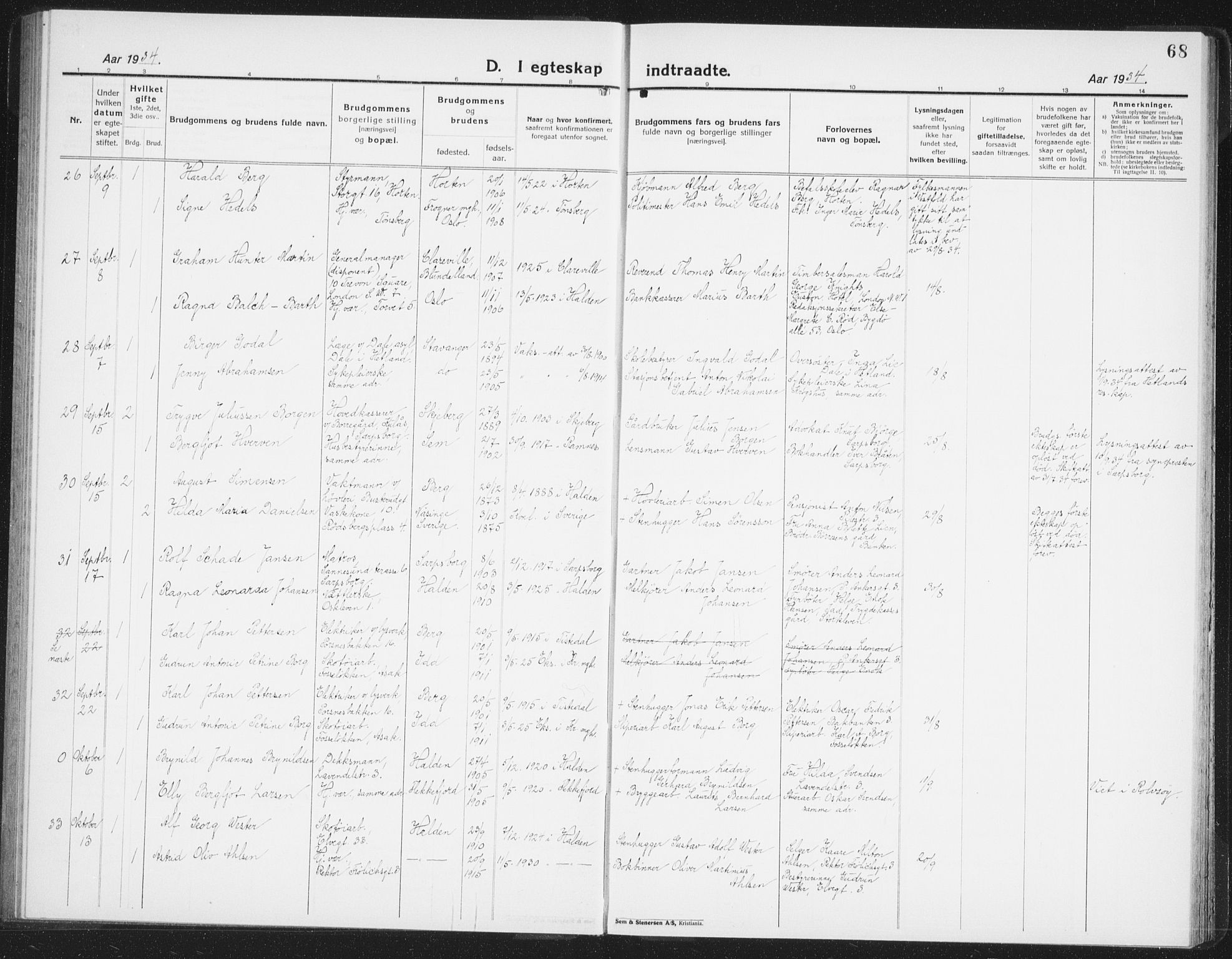 Halden prestekontor Kirkebøker, SAO/A-10909/G/Ga/L0014: Parish register (copy) no. 14, 1925-1943, p. 68