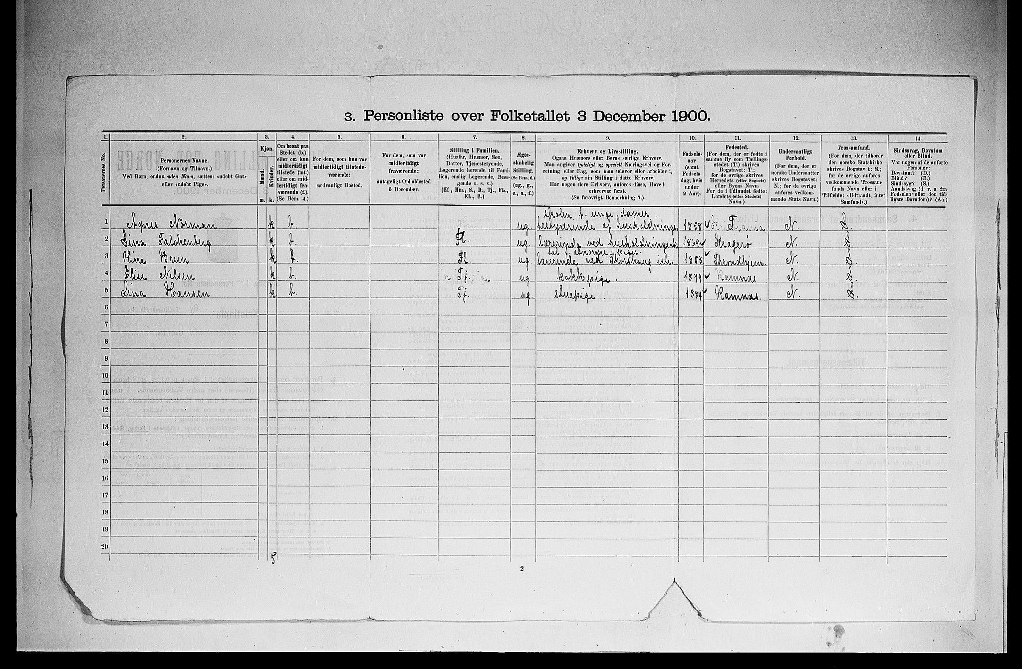 SAO, 1900 census for Kristiania, 1900, p. 11565