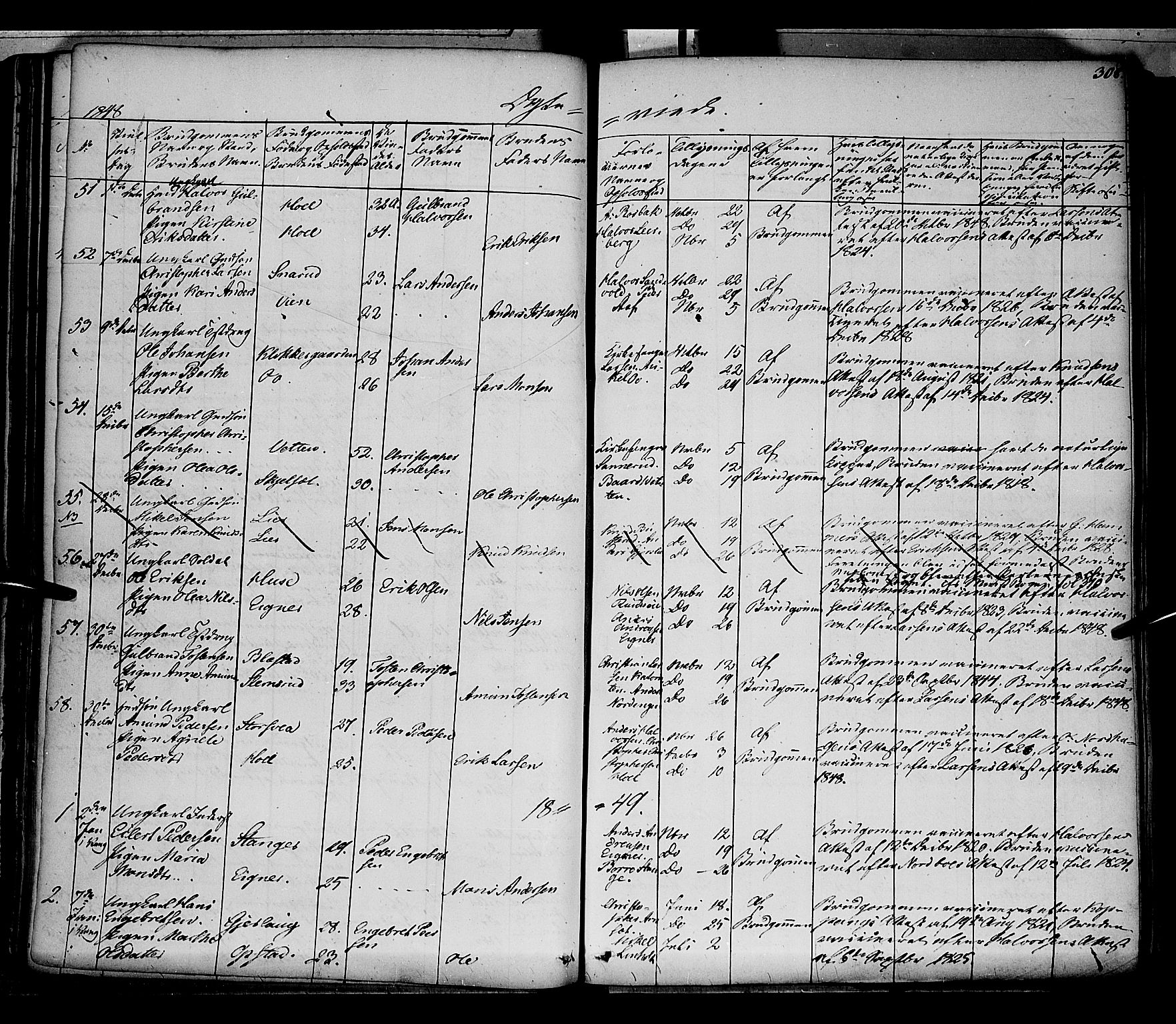 Vang prestekontor, Hedmark, SAH/PREST-008/H/Ha/Haa/L0010: Parish register (official) no. 10, 1841-1855, p. 308