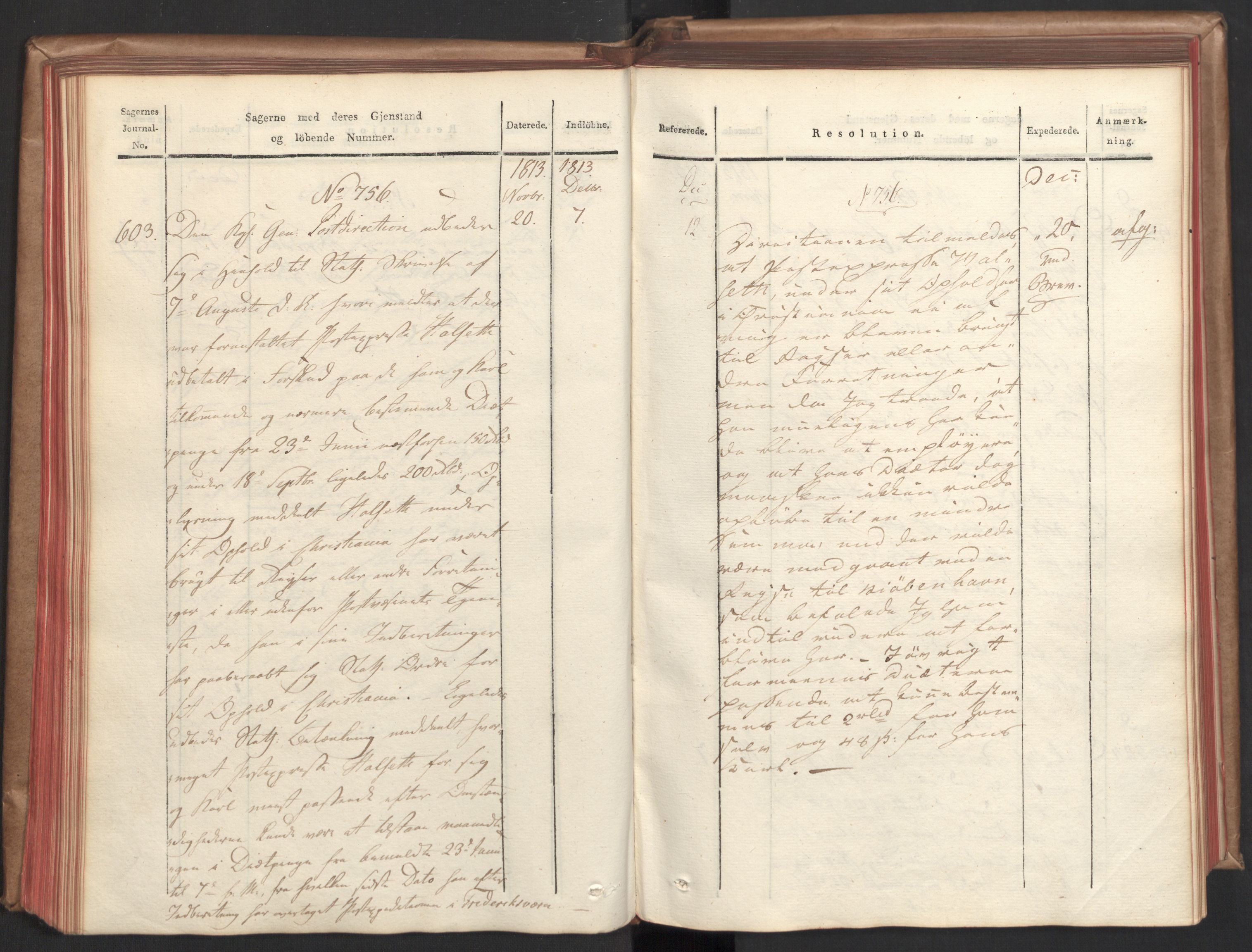 Stattholderembetet 1810-1814, 2. kontor (Kontor B), AV/RA-EA-5432/Aa/L0003: Kollegial referatprotokoll,  j.nr. 512-627,  l.nr. 640-786, 1813-1814, p. 80