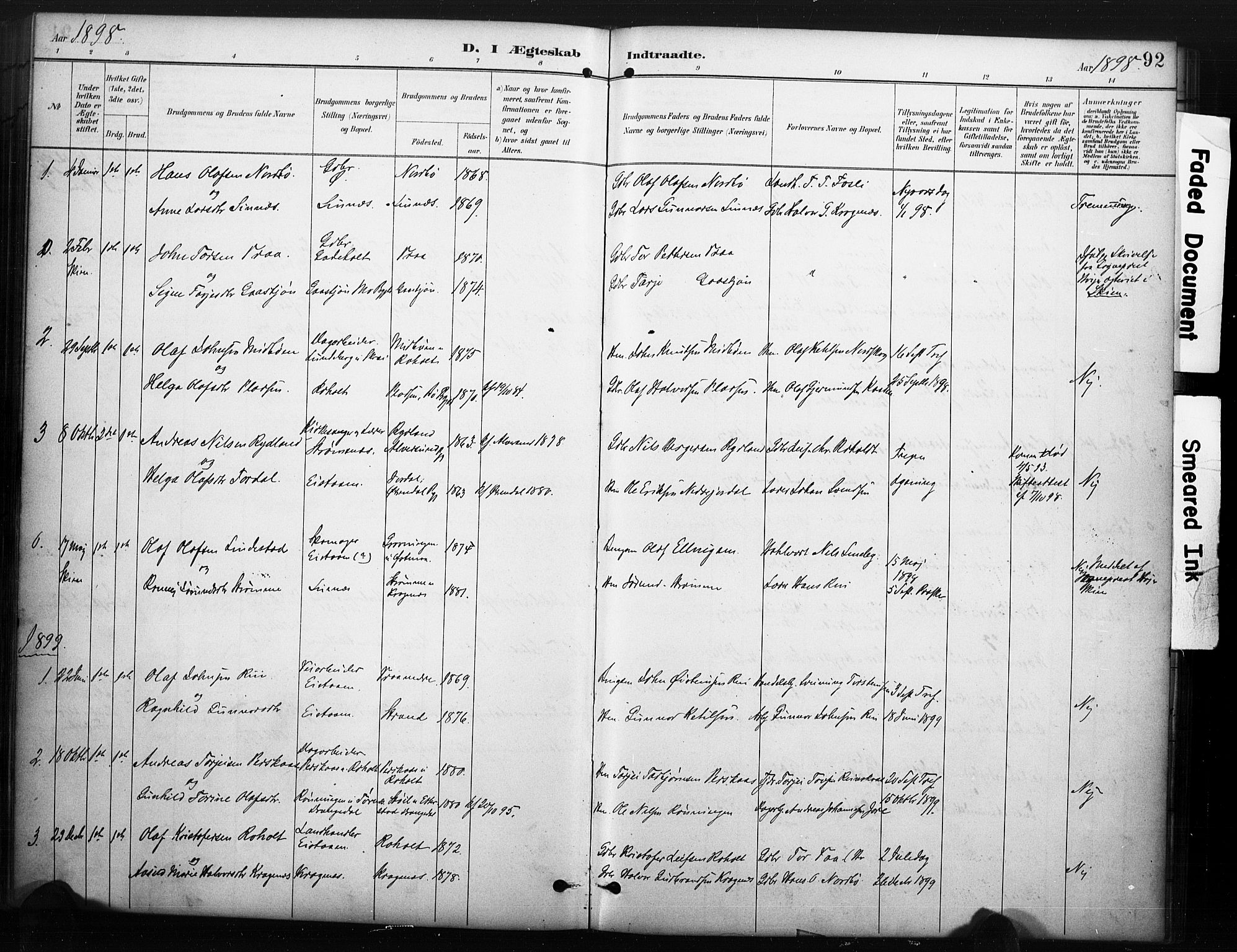 Kviteseid kirkebøker, AV/SAKO-A-276/F/Fc/L0002: Parish register (official) no. III 2, 1882-1908, p. 92