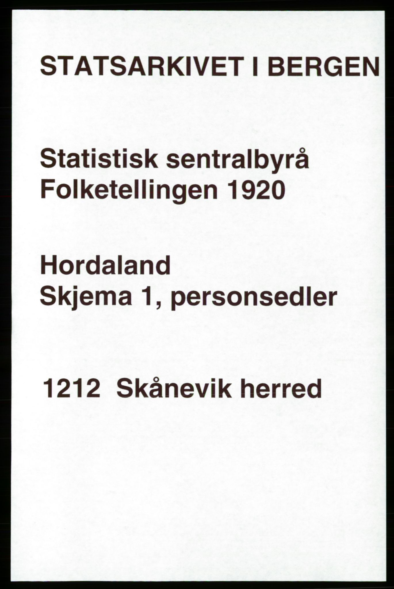 SAB, 1920 census for Skånevik, 1920, p. 2279