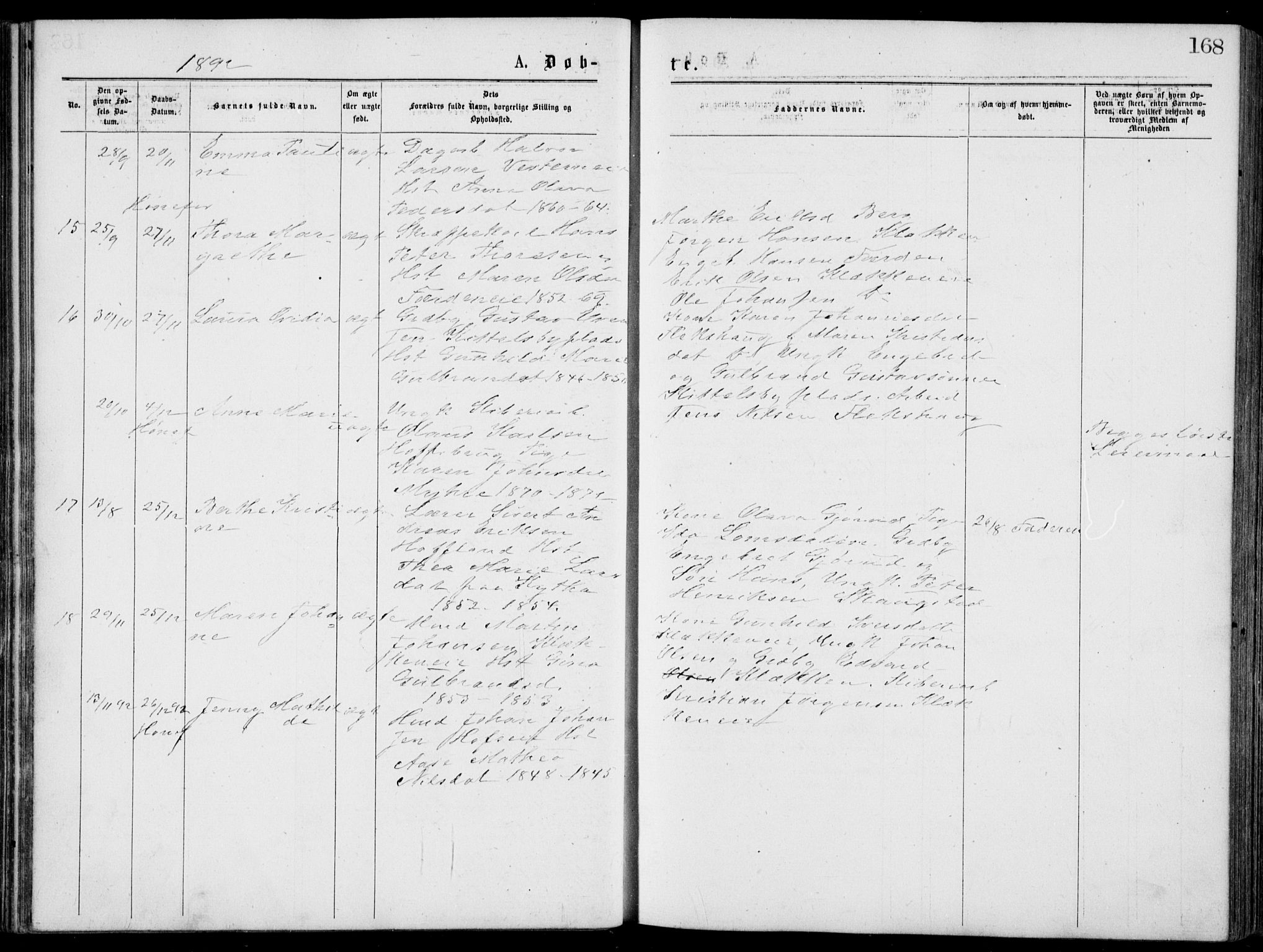 Norderhov kirkebøker, AV/SAKO-A-237/G/Gb/L0001: Parish register (copy) no. II 1, 1876-1899, p. 168