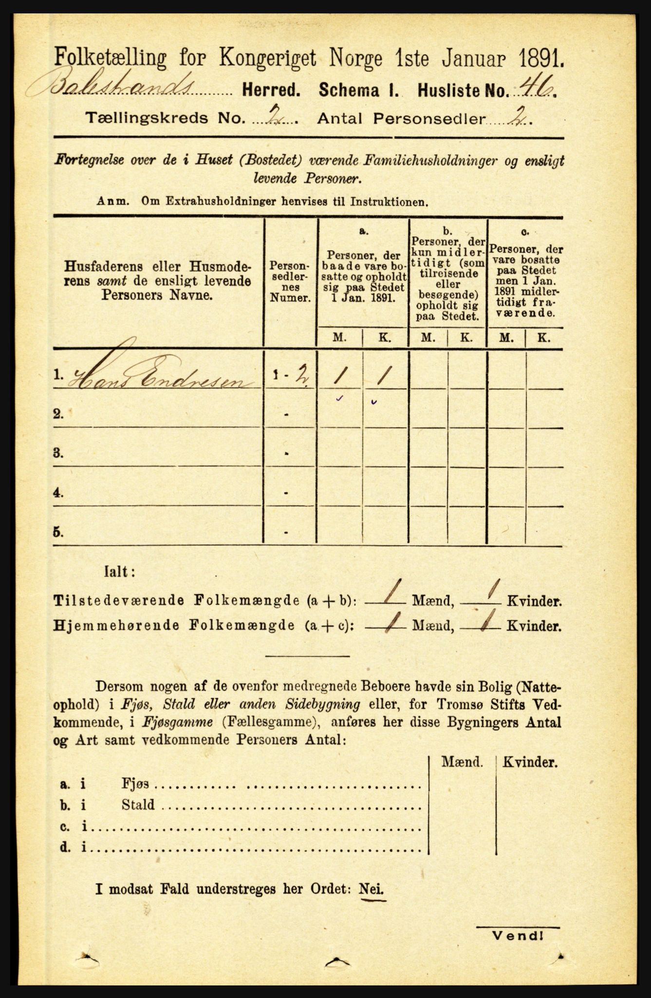 RA, 1891 census for 1418 Balestrand, 1891, p. 267