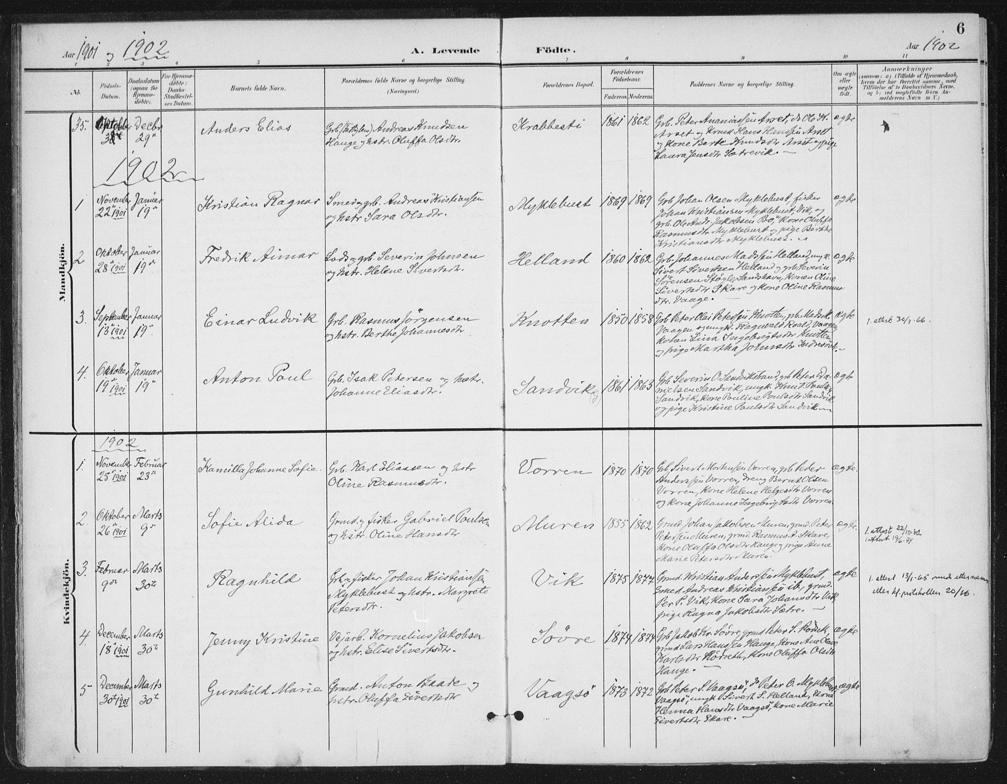 Ministerialprotokoller, klokkerbøker og fødselsregistre - Møre og Romsdal, AV/SAT-A-1454/503/L0038: Parish register (official) no. 503A06, 1901-1917, p. 6