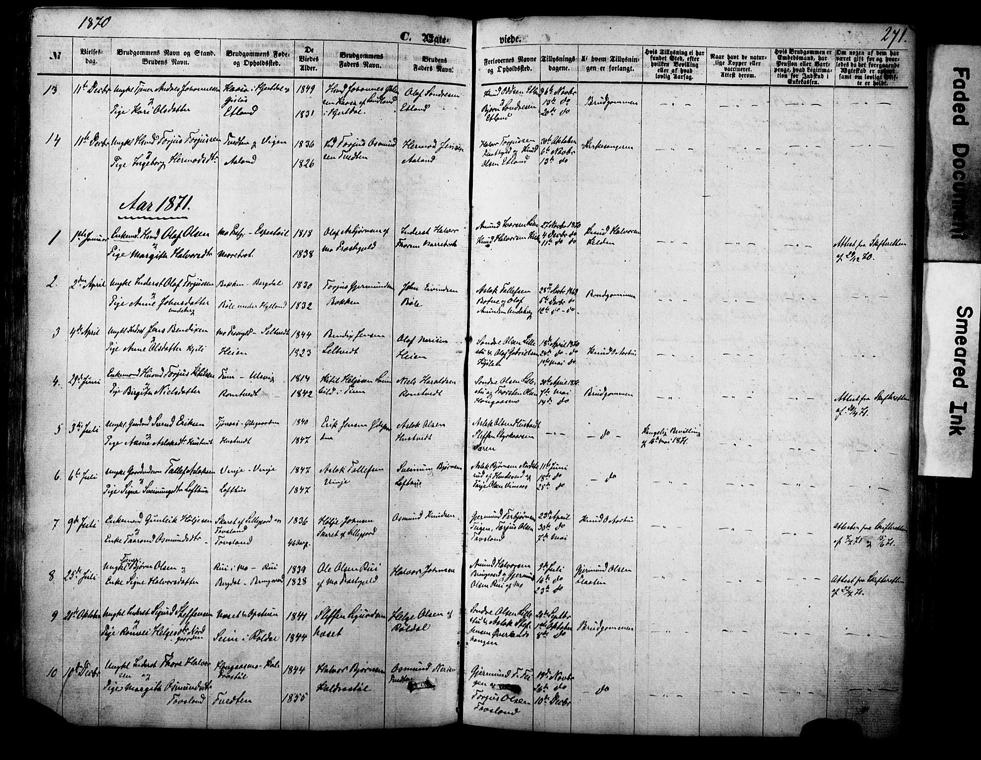 Vinje kirkebøker, SAKO/A-312/F/Fa/L0005: Parish register (official) no. I 5, 1870-1886, p. 271