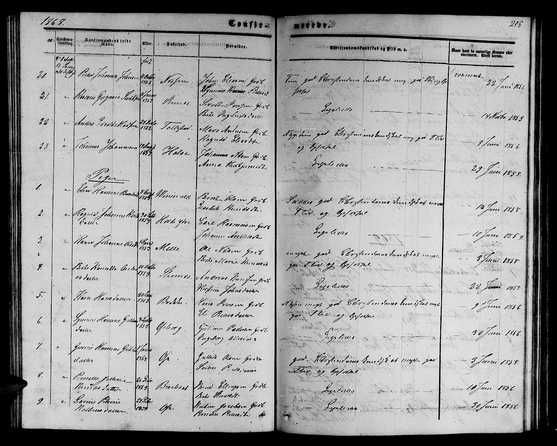 Ministerialprotokoller, klokkerbøker og fødselsregistre - Møre og Romsdal, AV/SAT-A-1454/513/L0188: Parish register (copy) no. 513C02, 1865-1882, p. 205