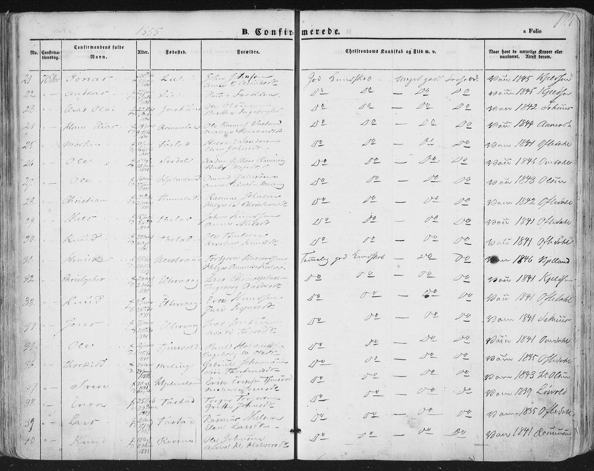 Hetland sokneprestkontor, AV/SAST-A-101826/30/30BA/L0002: Parish register (official) no. A 2, 1849-1869, p. 124