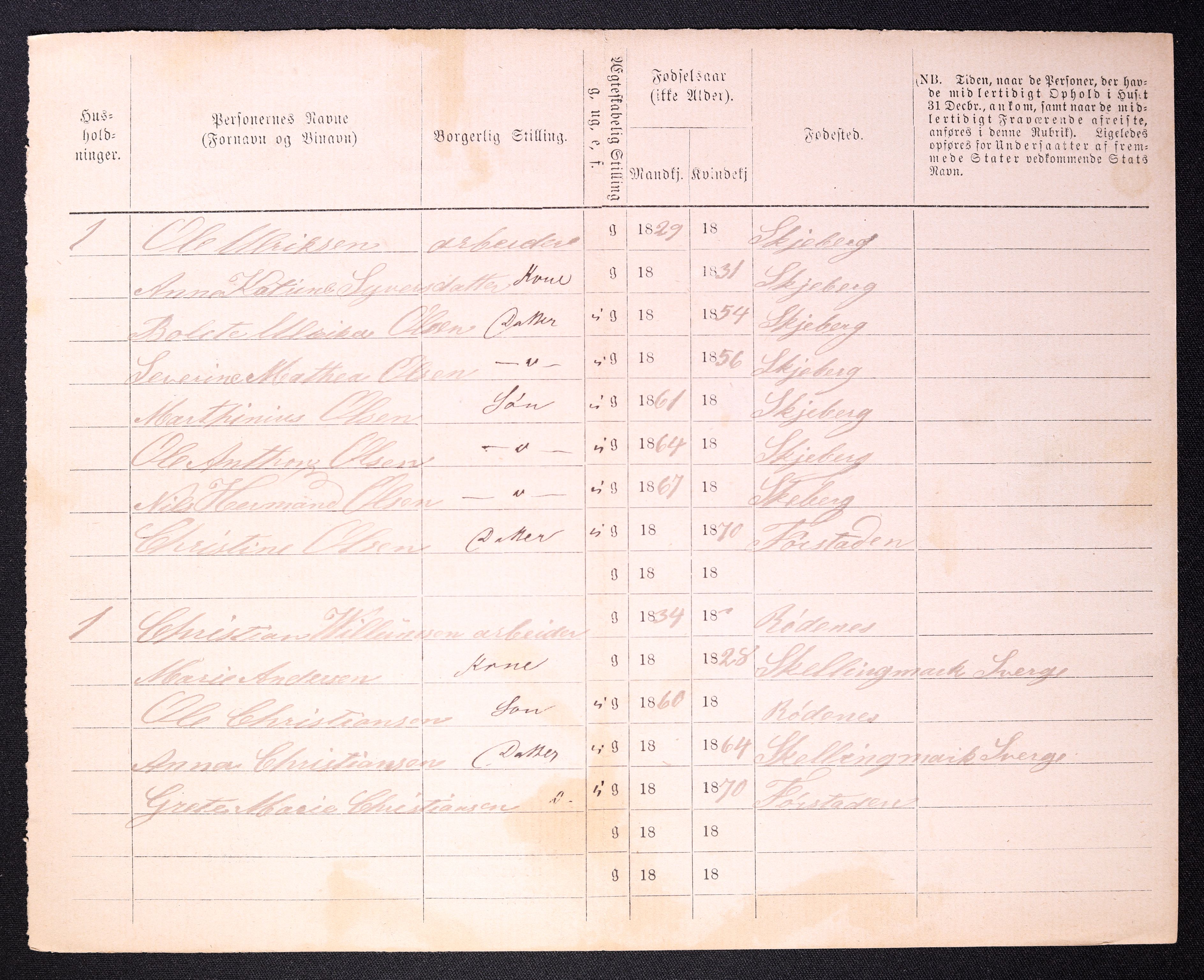 RA, 1870 census for 0103 Fredrikstad, 1870, p. 1106