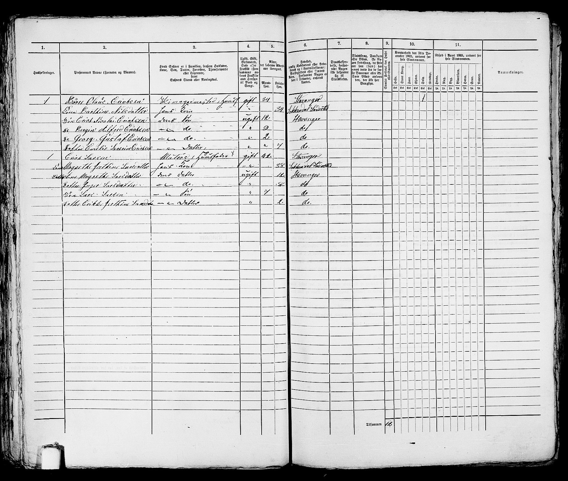 RA, 1865 census for Stavanger, 1865, p. 1080