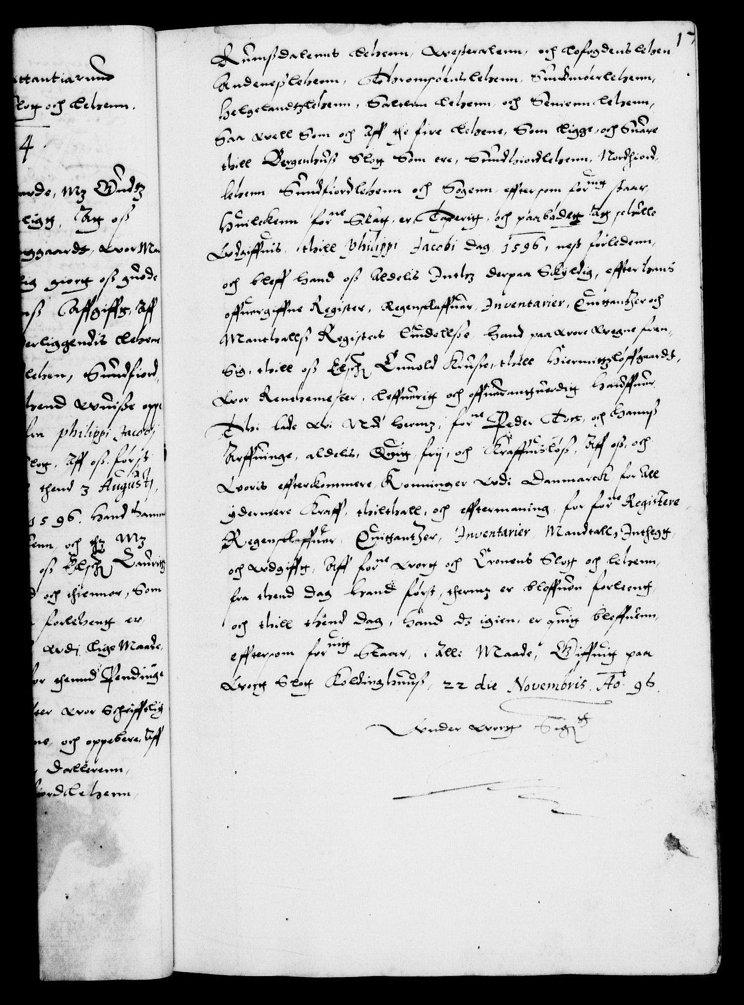Danske Kanselli 1572-1799, RA/EA-3023/F/Fc/Fca/Fcaa/L0003: Norske registre (mikrofilm), 1596-1616, p. 17a