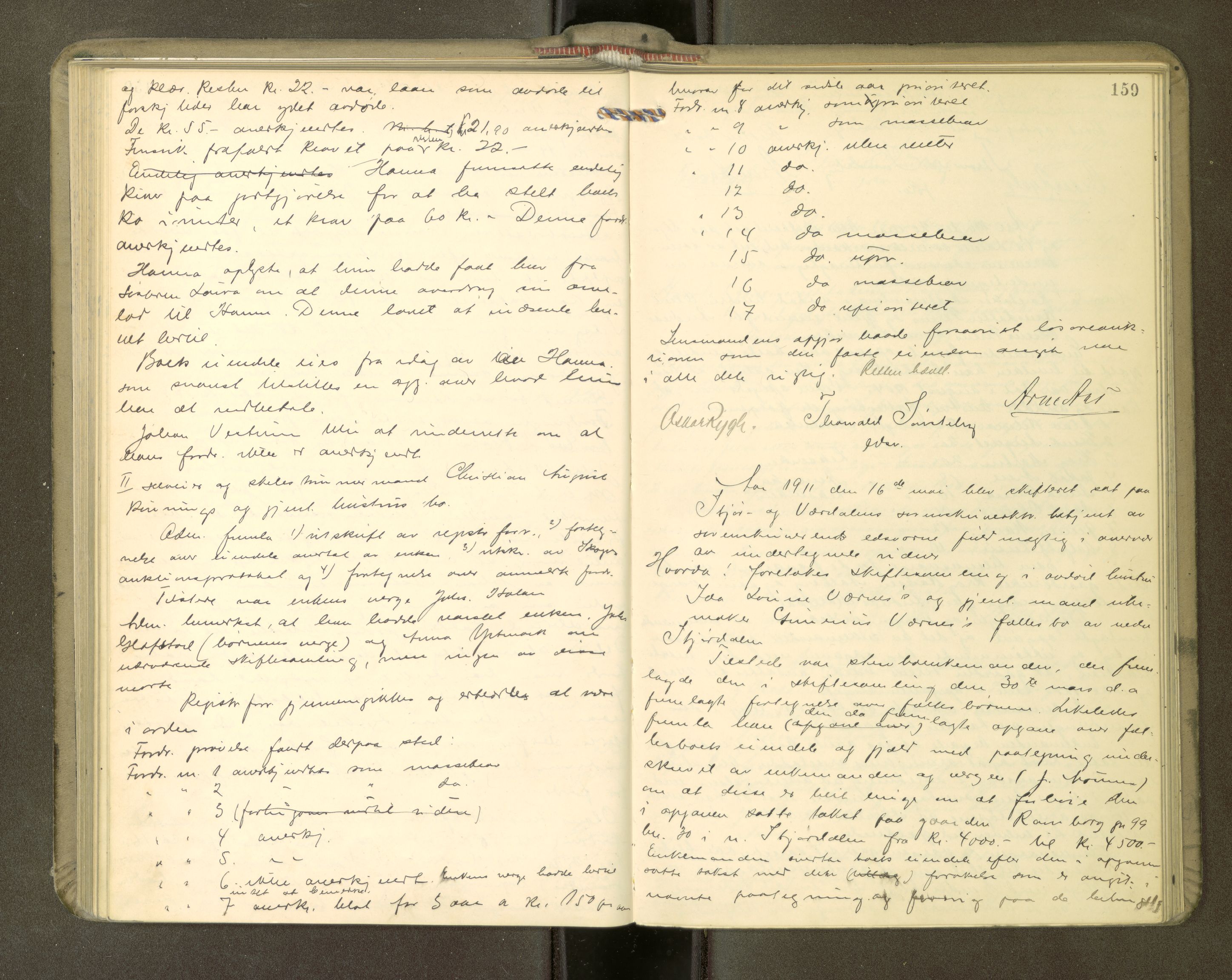 Stjør- og Verdal sorenskriveri, AV/SAT-A-4167/1/3/3B/L0011: Skifteforhandlingsprotokoll, 1909-1912, p. 159