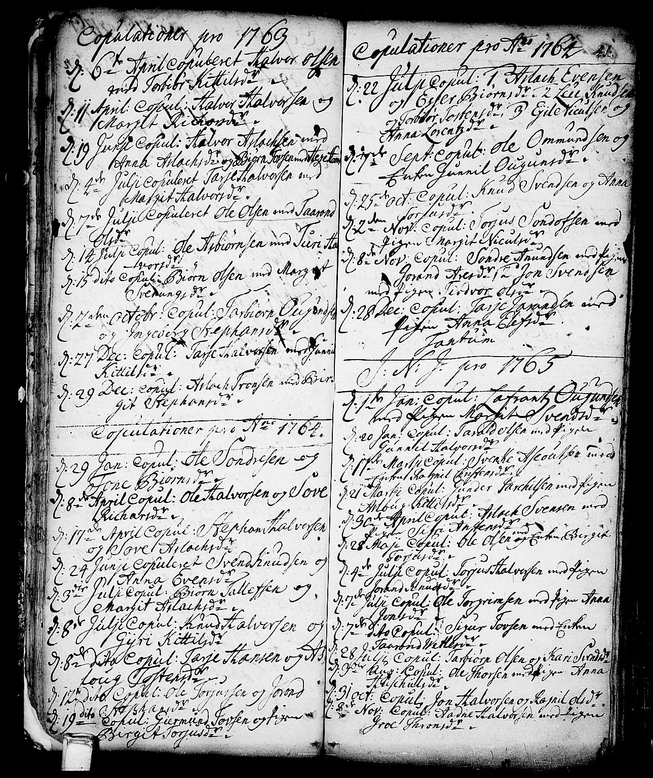 Vinje kirkebøker, SAKO/A-312/F/Fa/L0001: Parish register (official) no. I 1, 1717-1766, p. 41
