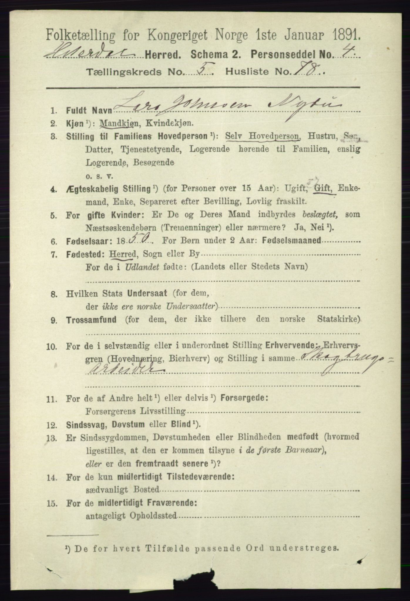 RA, 1891 census for 0823 Heddal, 1891, p. 2523