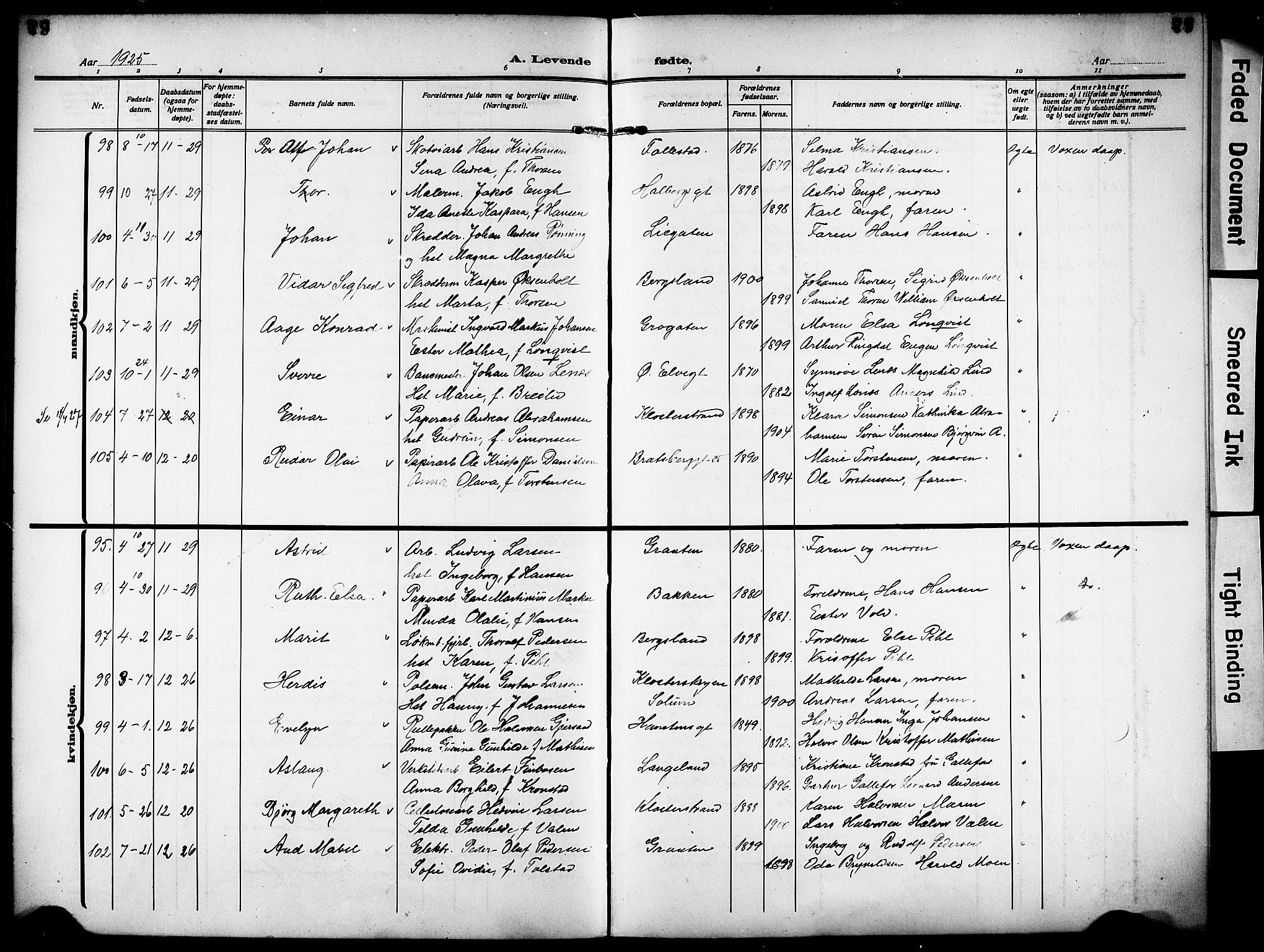 Skien kirkebøker, AV/SAKO-A-302/G/Ga/L0010: Parish register (copy) no. 10, 1920-1931, p. 79