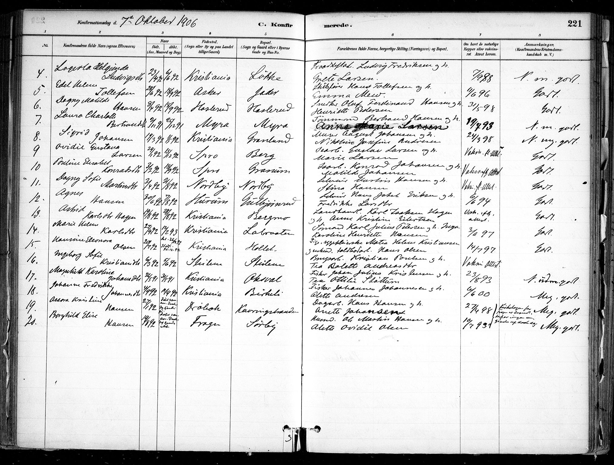 Nesodden prestekontor Kirkebøker, SAO/A-10013/F/Fa/L0009: Parish register (official) no. I 9, 1880-1915, p. 221
