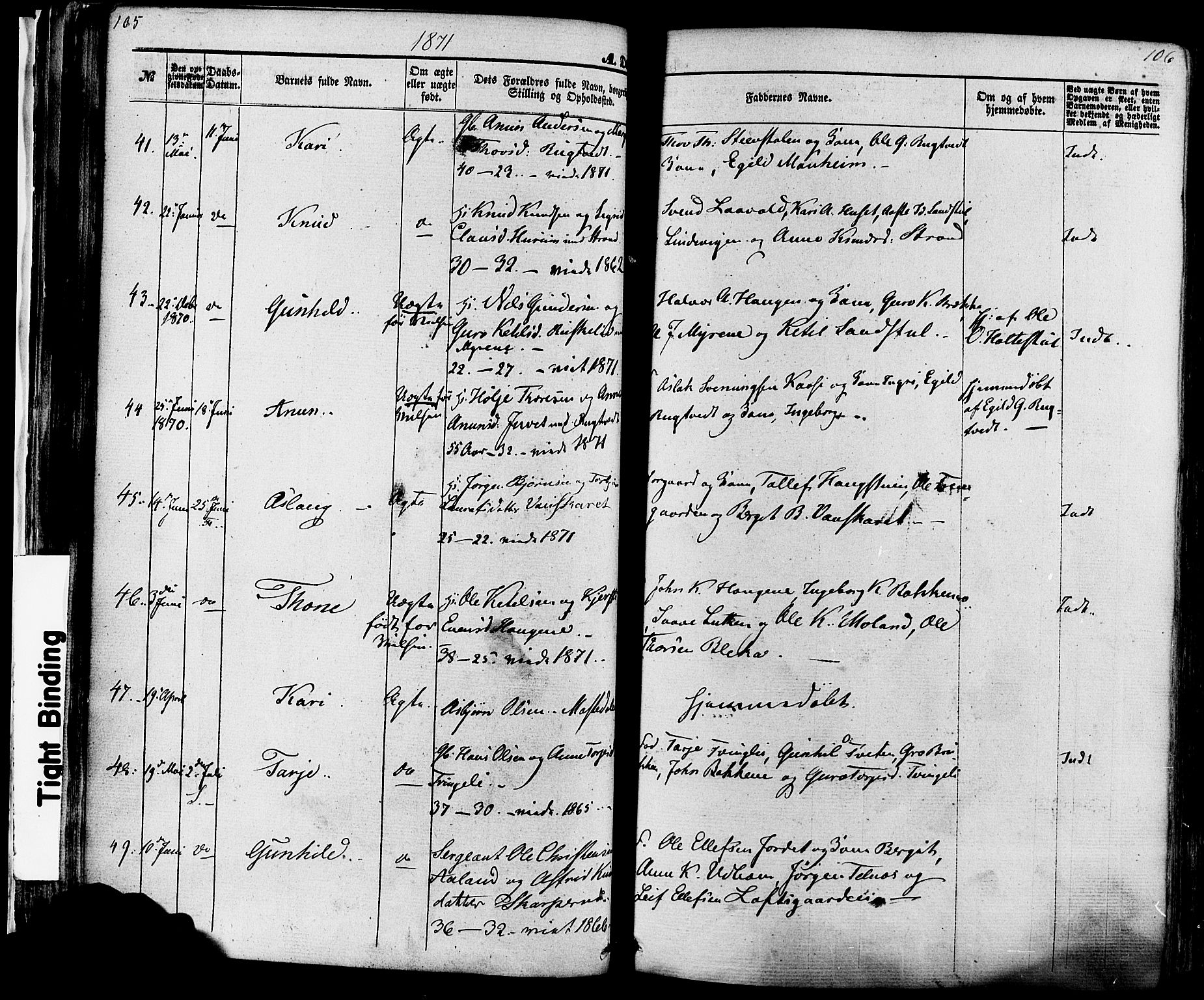 Seljord kirkebøker, AV/SAKO-A-20/F/Fa/L0013: Parish register (official) no. I 13, 1866-1876, p. 105-106