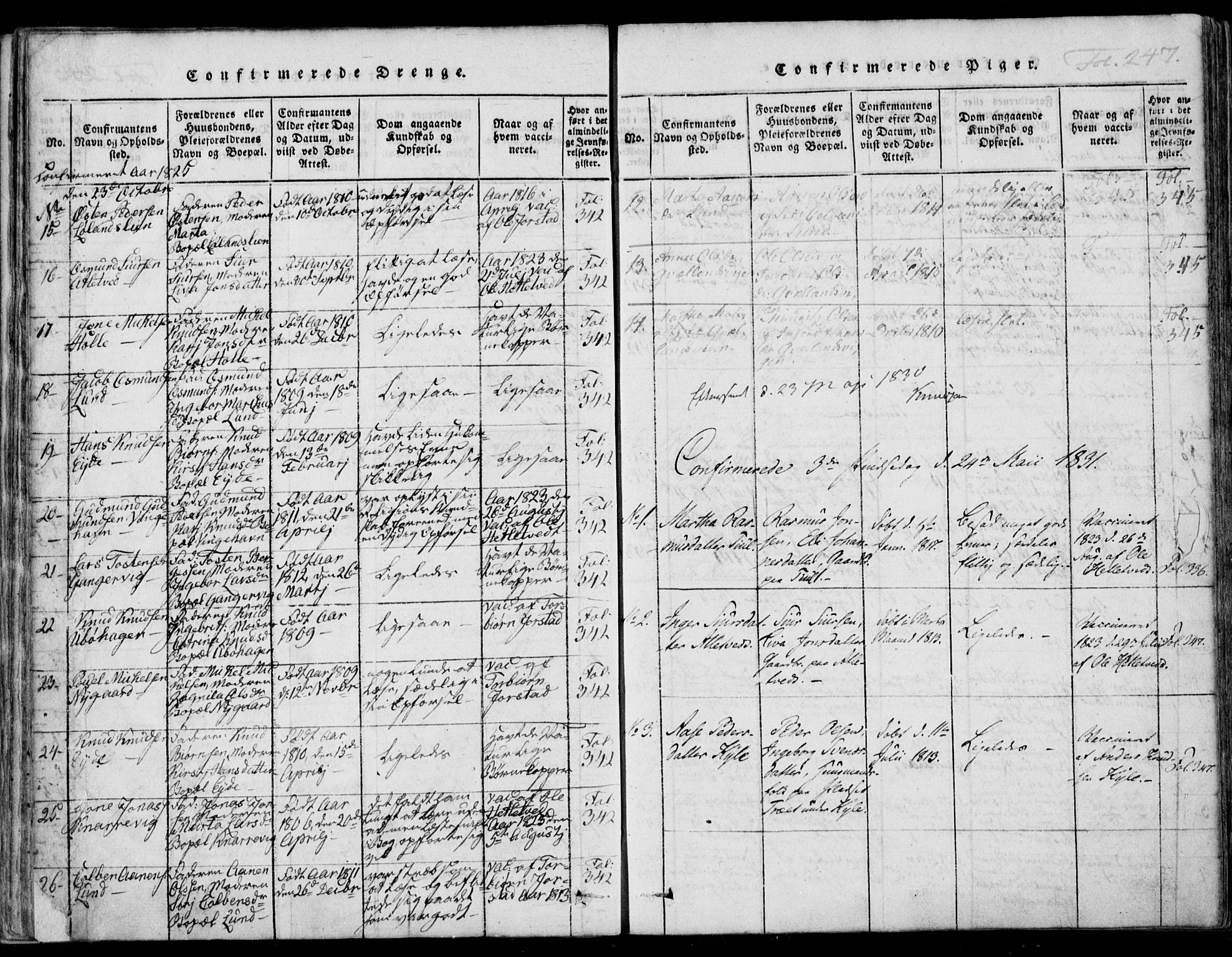 Nedstrand sokneprestkontor, AV/SAST-A-101841/01/IV: Parish register (official) no. A 7, 1816-1870, p. 247