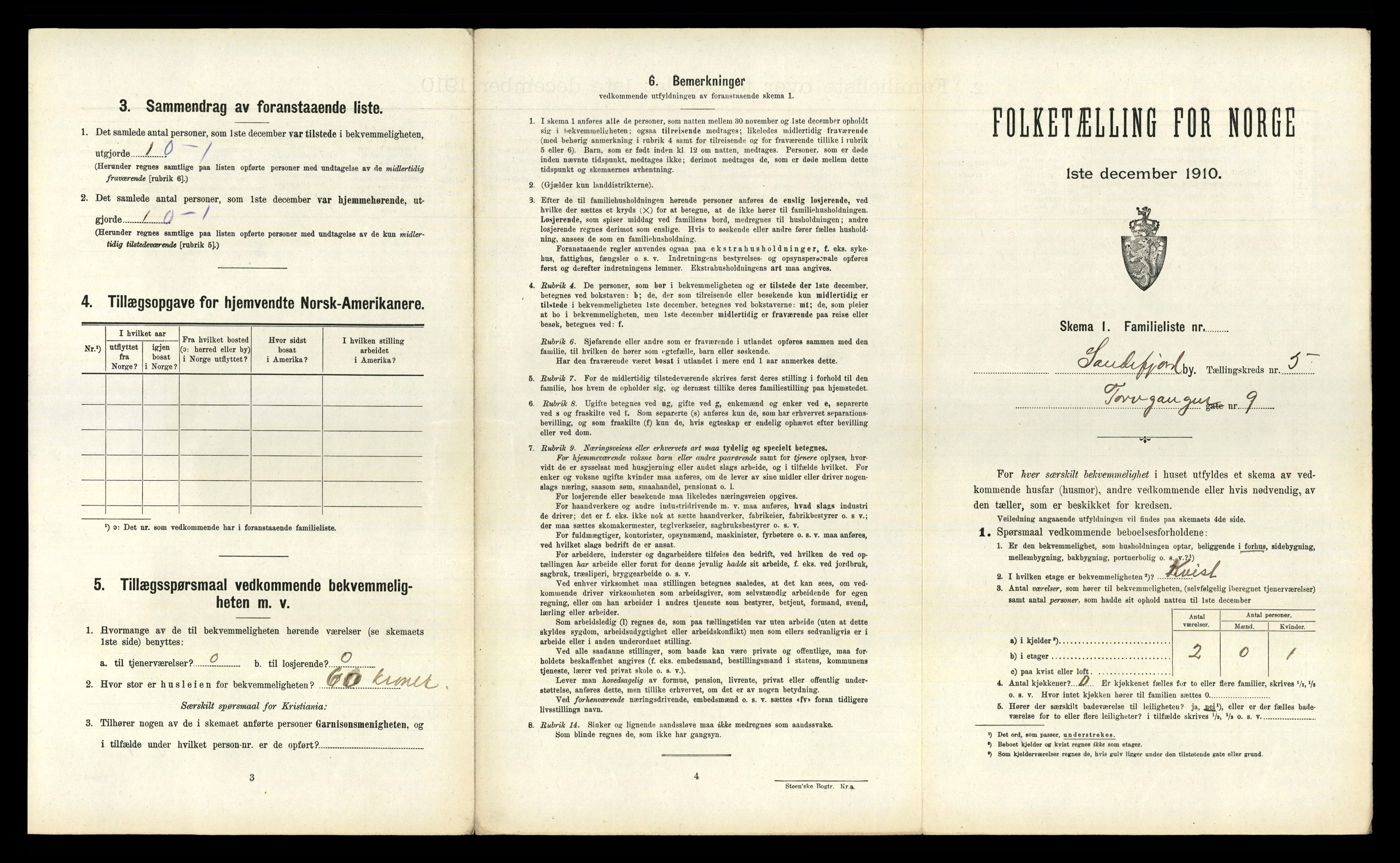 RA, 1910 census for Sandefjord, 1910, p. 1636