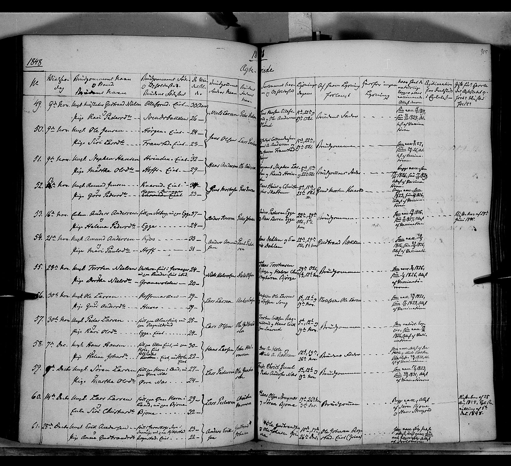 Gran prestekontor, AV/SAH-PREST-112/H/Ha/Haa/L0011: Parish register (official) no. 11, 1842-1856, p. 906-907