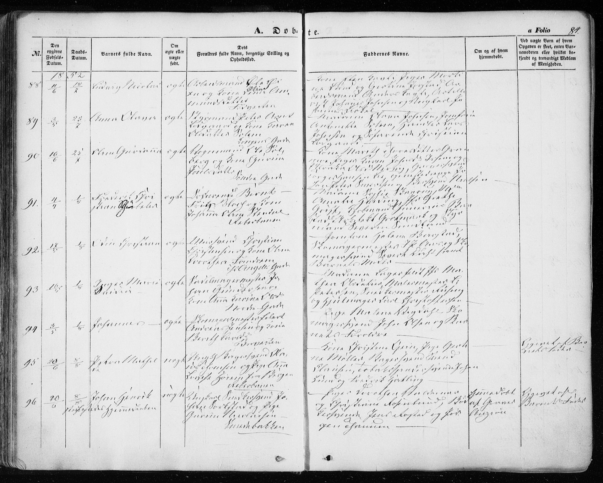 Ministerialprotokoller, klokkerbøker og fødselsregistre - Sør-Trøndelag, AV/SAT-A-1456/601/L0051: Parish register (official) no. 601A19, 1848-1857, p. 84