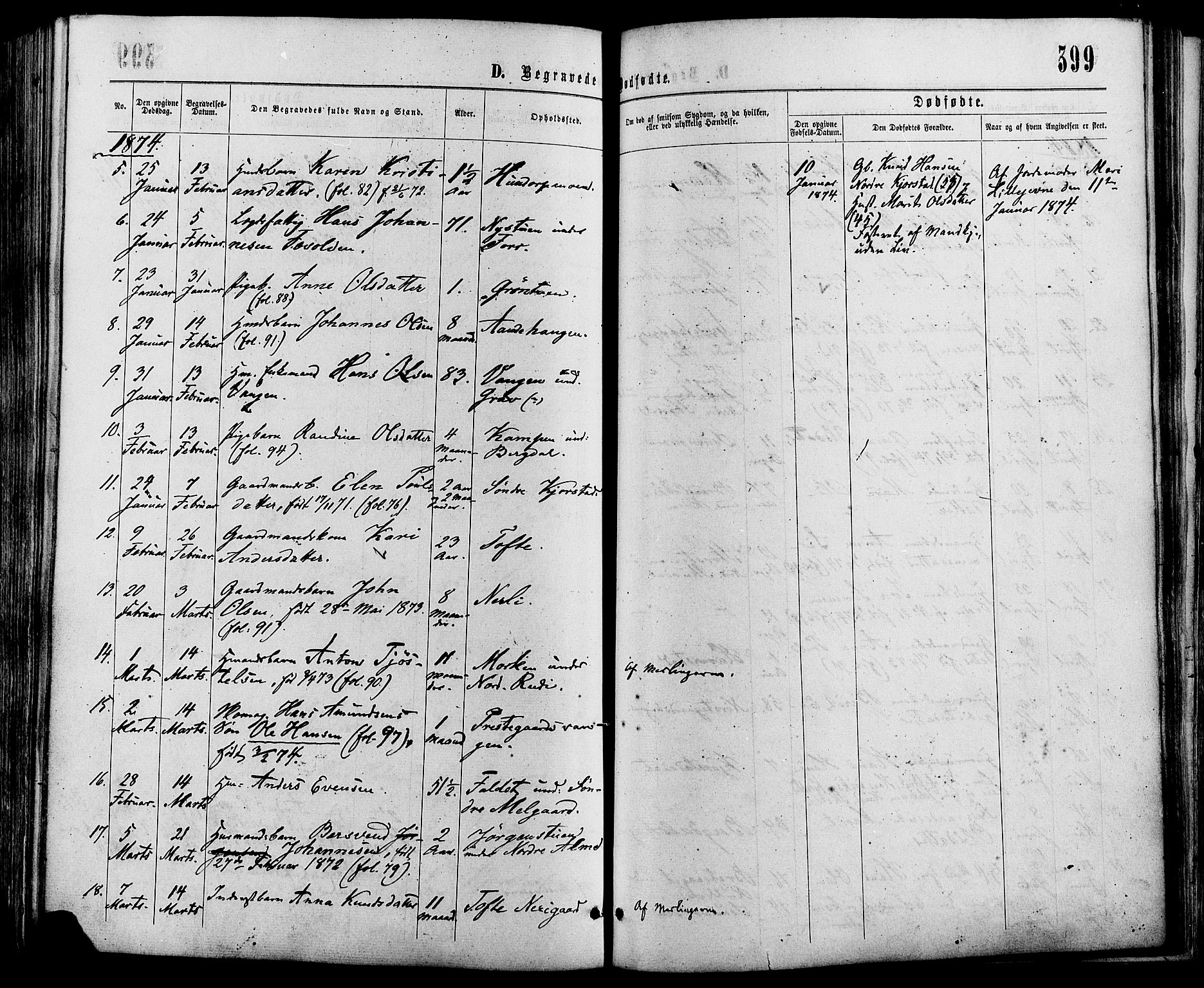 Sør-Fron prestekontor, SAH/PREST-010/H/Ha/Haa/L0002: Parish register (official) no. 2, 1864-1880, p. 399