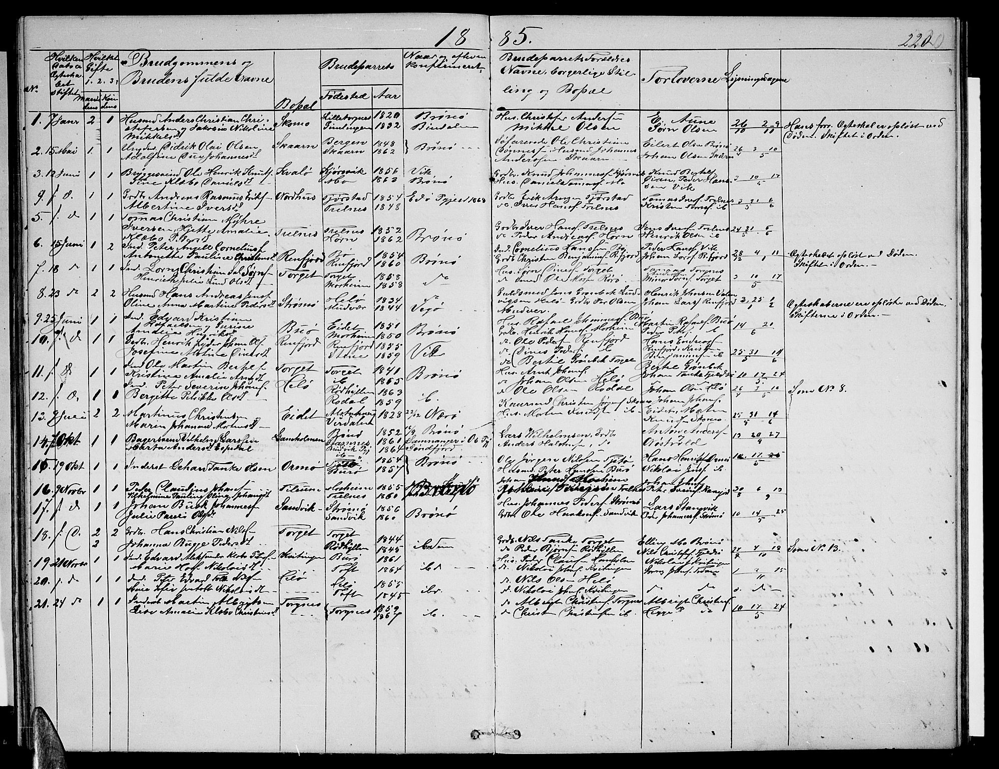 Ministerialprotokoller, klokkerbøker og fødselsregistre - Nordland, SAT/A-1459/813/L0212: Parish register (copy) no. 813C04, 1864-1886, p. 220