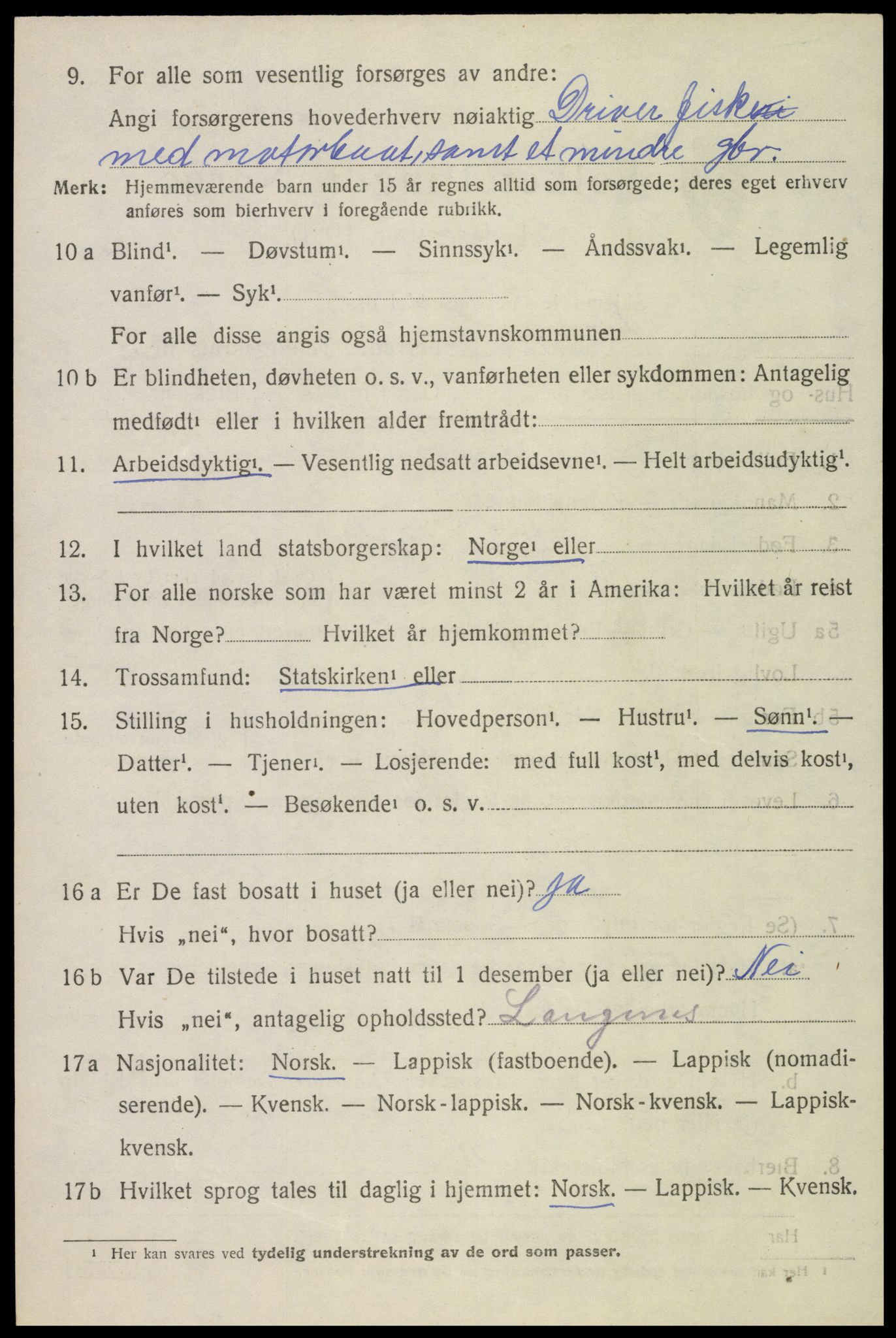 SAT, 1920 census for Øksnes, 1920, p. 4961