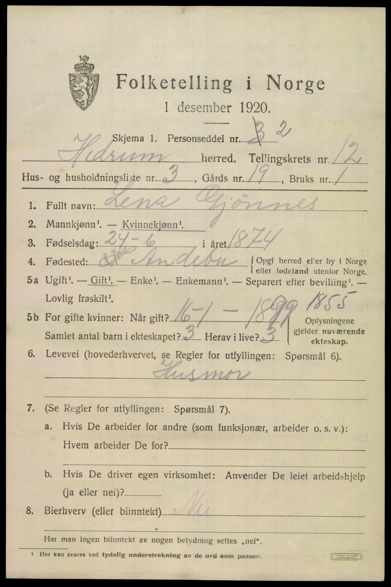SAKO, 1920 census for Hedrum, 1920, p. 8055