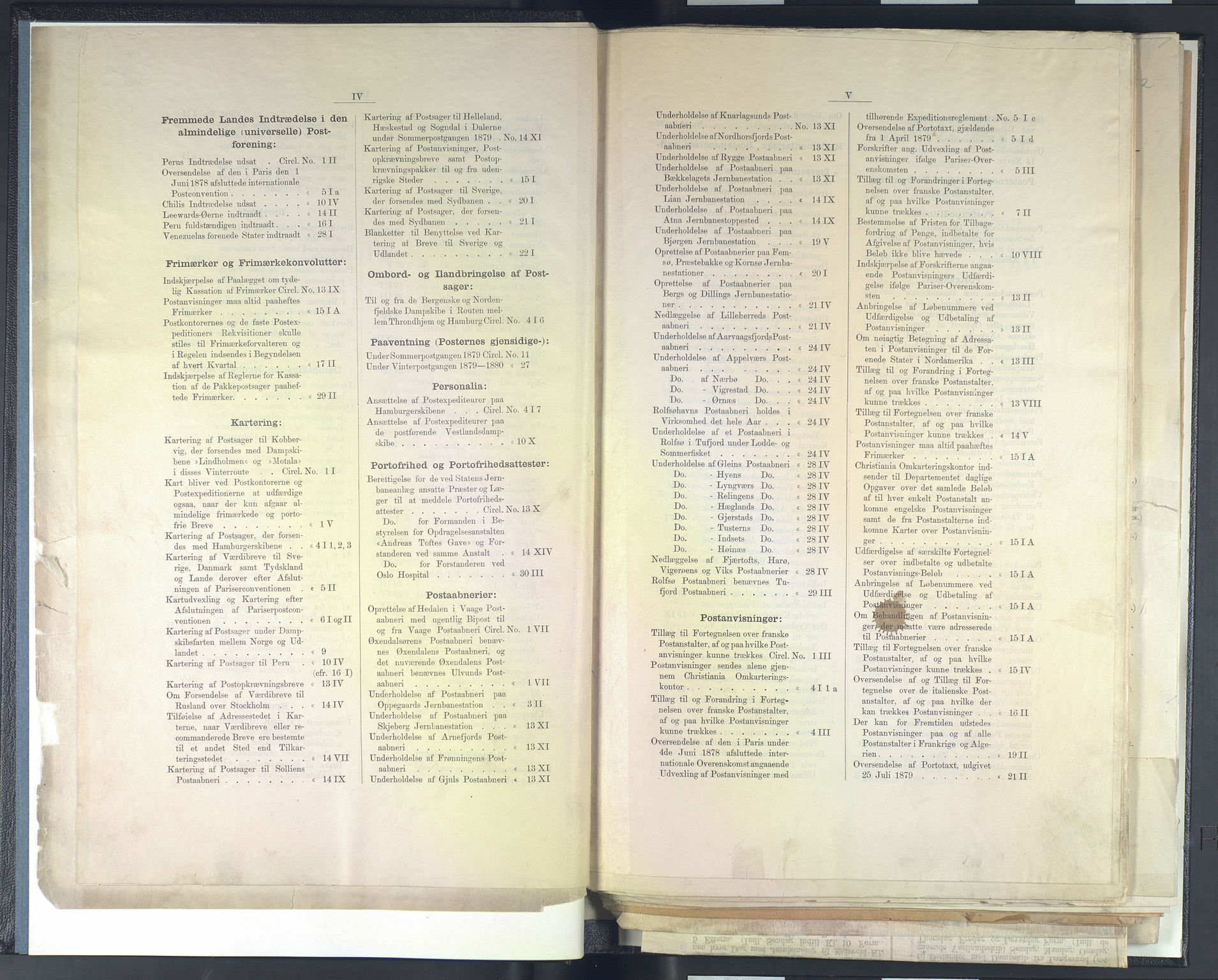 Norges Postmuseums bibliotek, NOPO/-/-/-: Sirkulærer fra Den Kongelige Norske Regjerings Marine- og Postdepartement, 1879