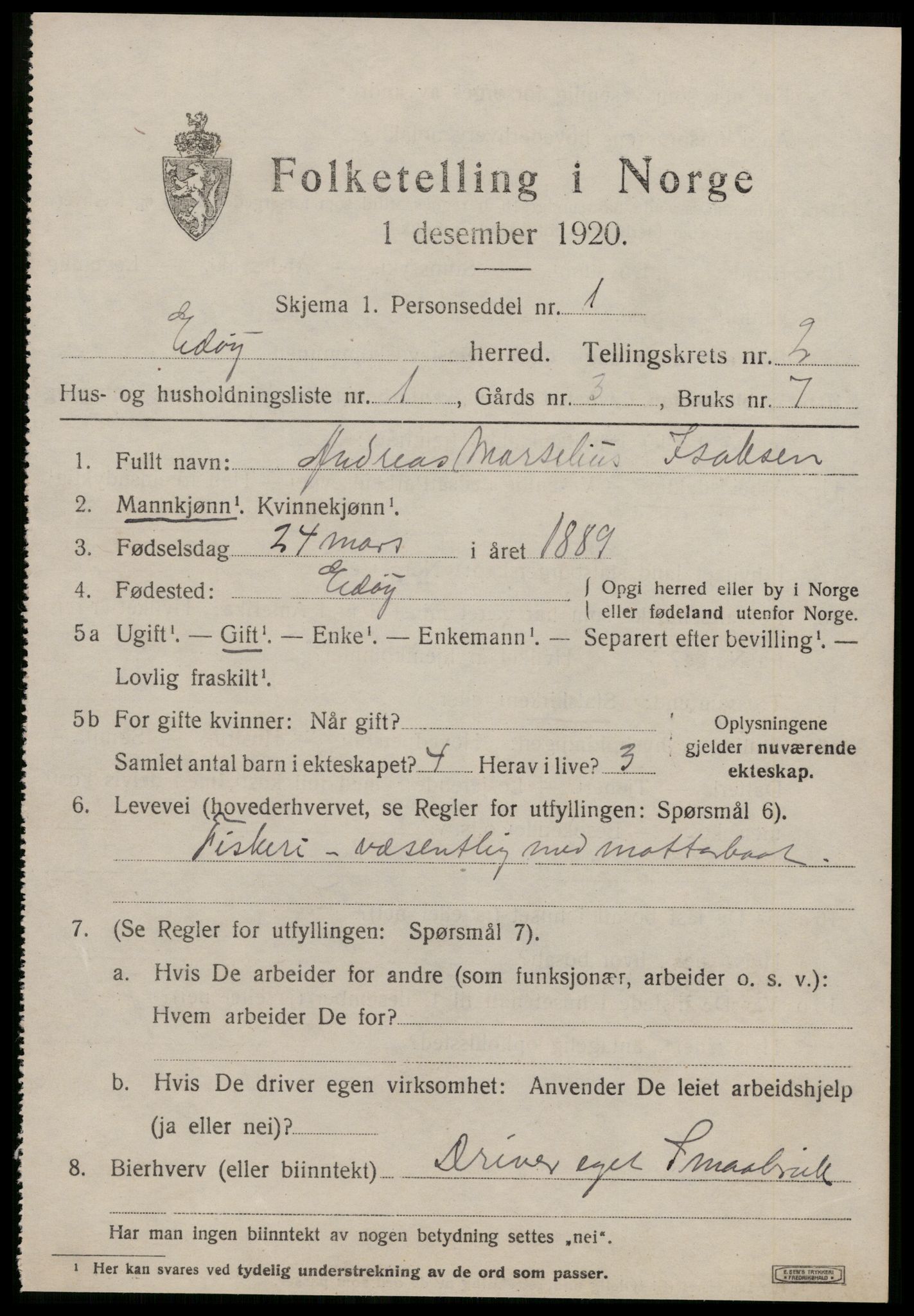 SAT, 1920 census for Edøy, 1920, p. 728