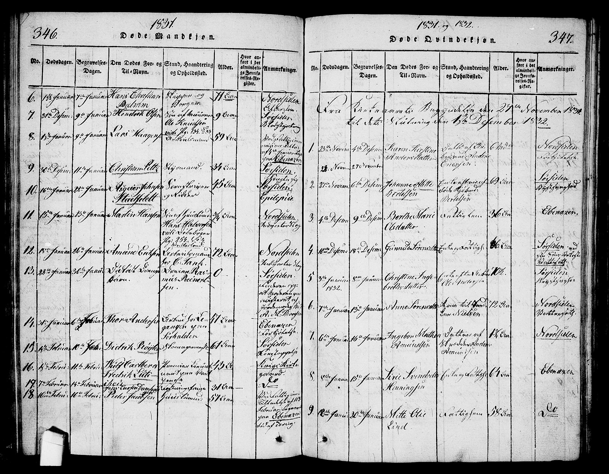 Halden prestekontor Kirkebøker, SAO/A-10909/G/Ga/L0001: Parish register (copy) no. 1, 1815-1833, p. 346-347