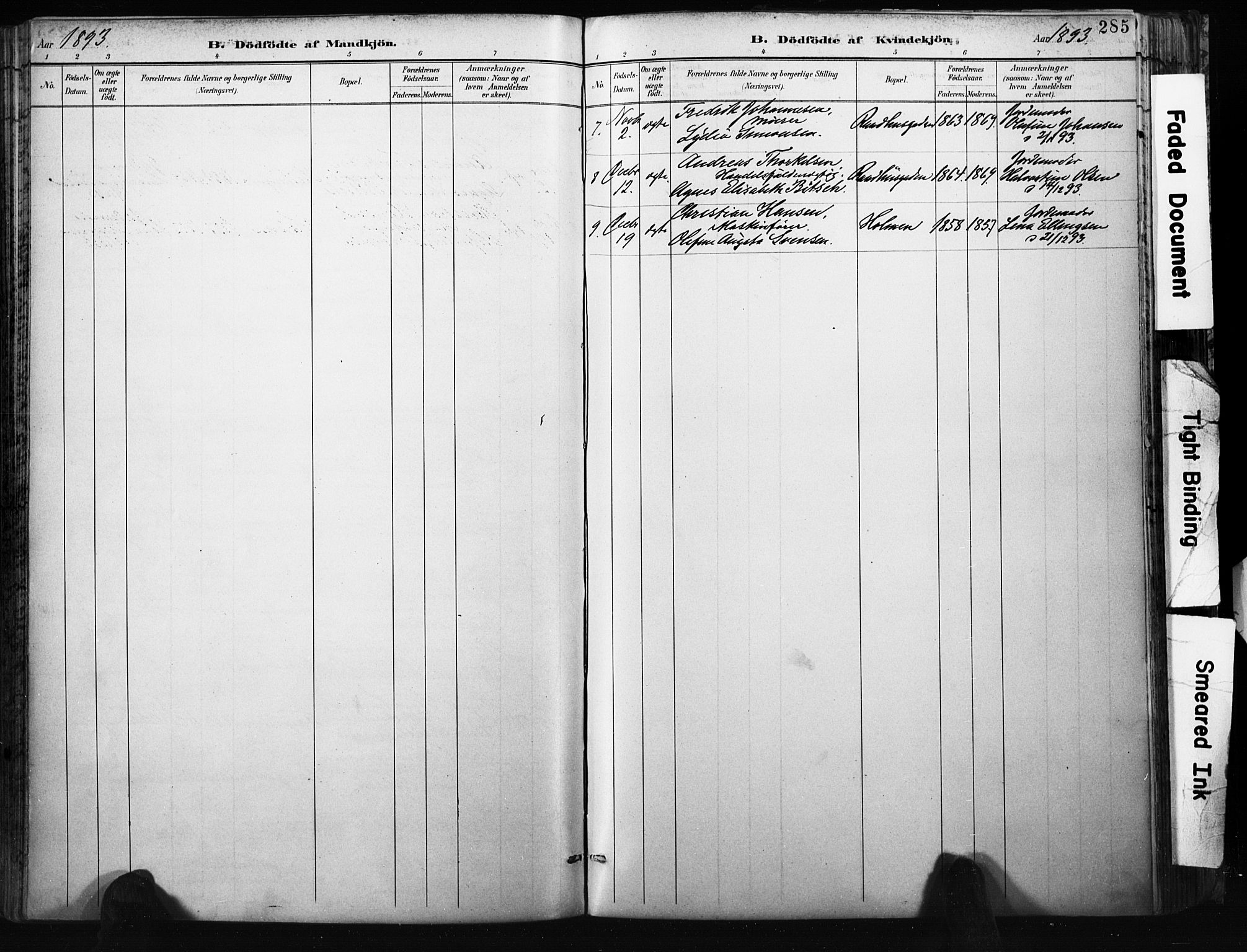 Bragernes kirkebøker, AV/SAKO-A-6/F/Fb/L0007: Parish register (official) no. II 7, 1885-1893, p. 285