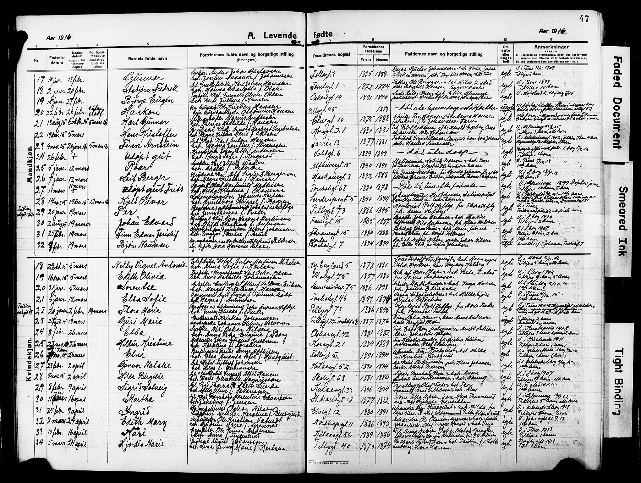 Sarpsborg prestekontor Kirkebøker, AV/SAO-A-2006/G/Ga/L0002: Parish register (copy) no. 2, 1912-1931, p. 47