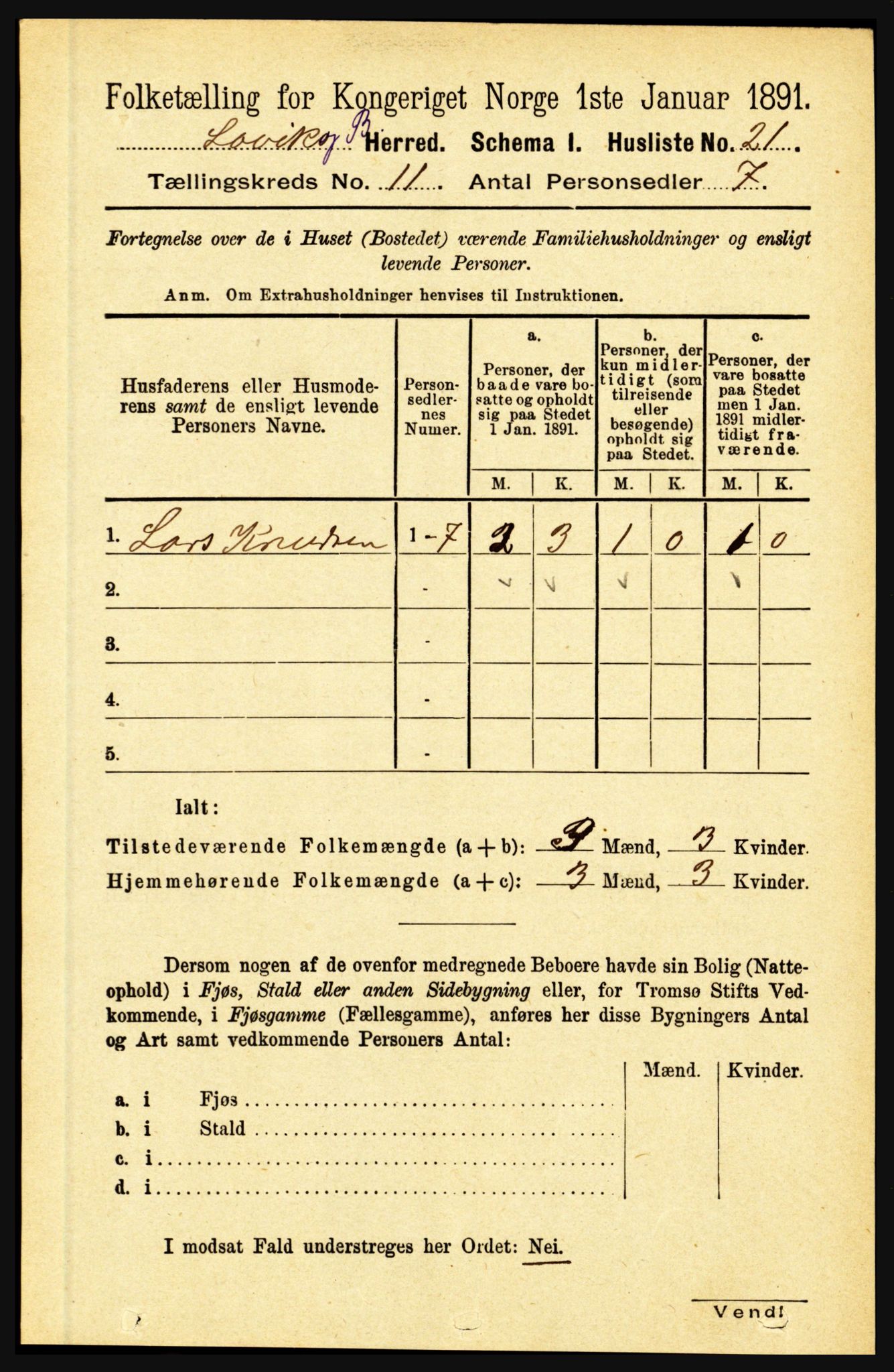 RA, 1891 census for 1415 Lavik og Brekke, 1891, p. 2128