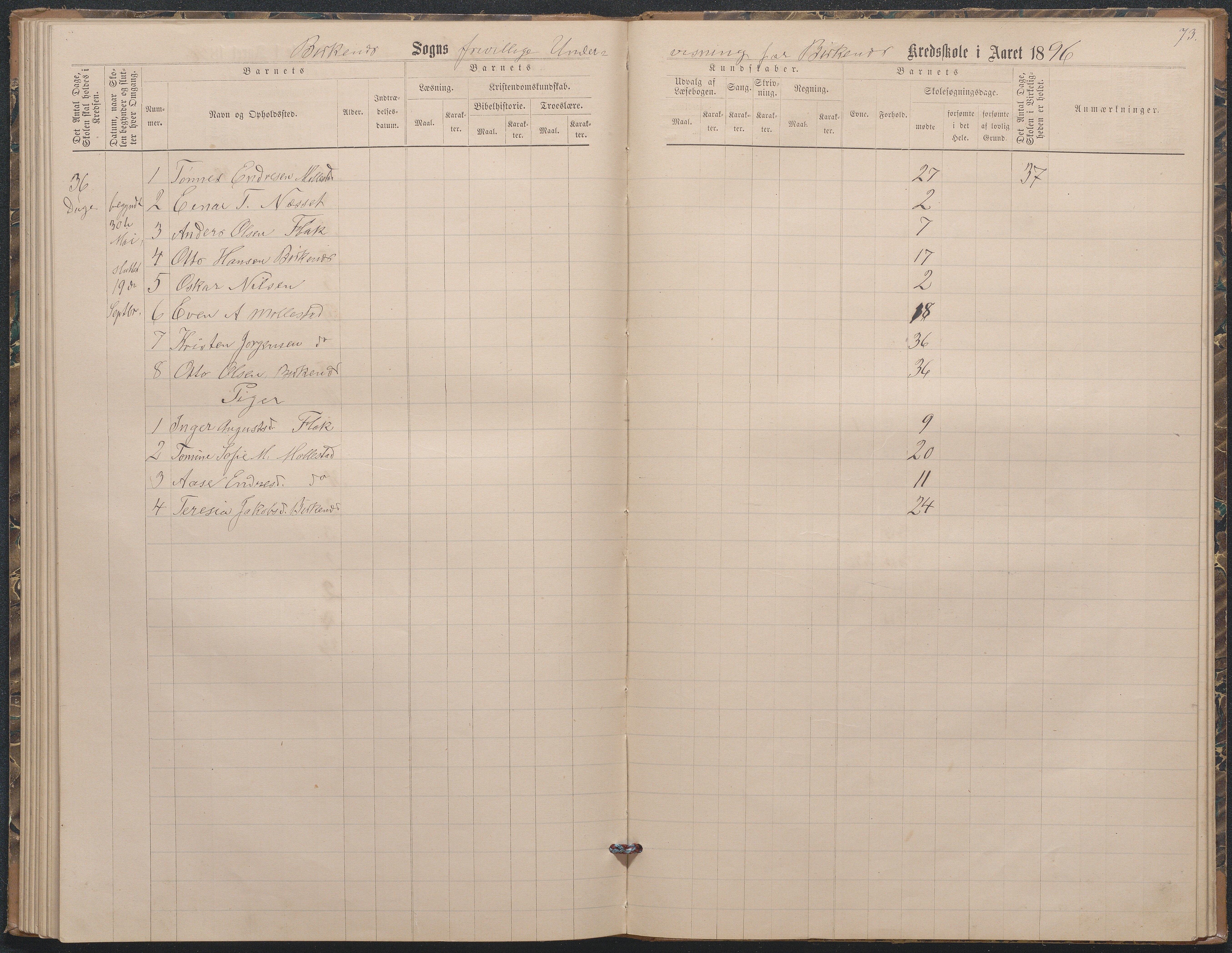 Birkenes kommune, Birkenes krets/Birkeland folkeskole frem til 1991, AAKS/KA0928-550a_91/F02/L0003: Skoleprotokoll, 1879-1891, p. 72