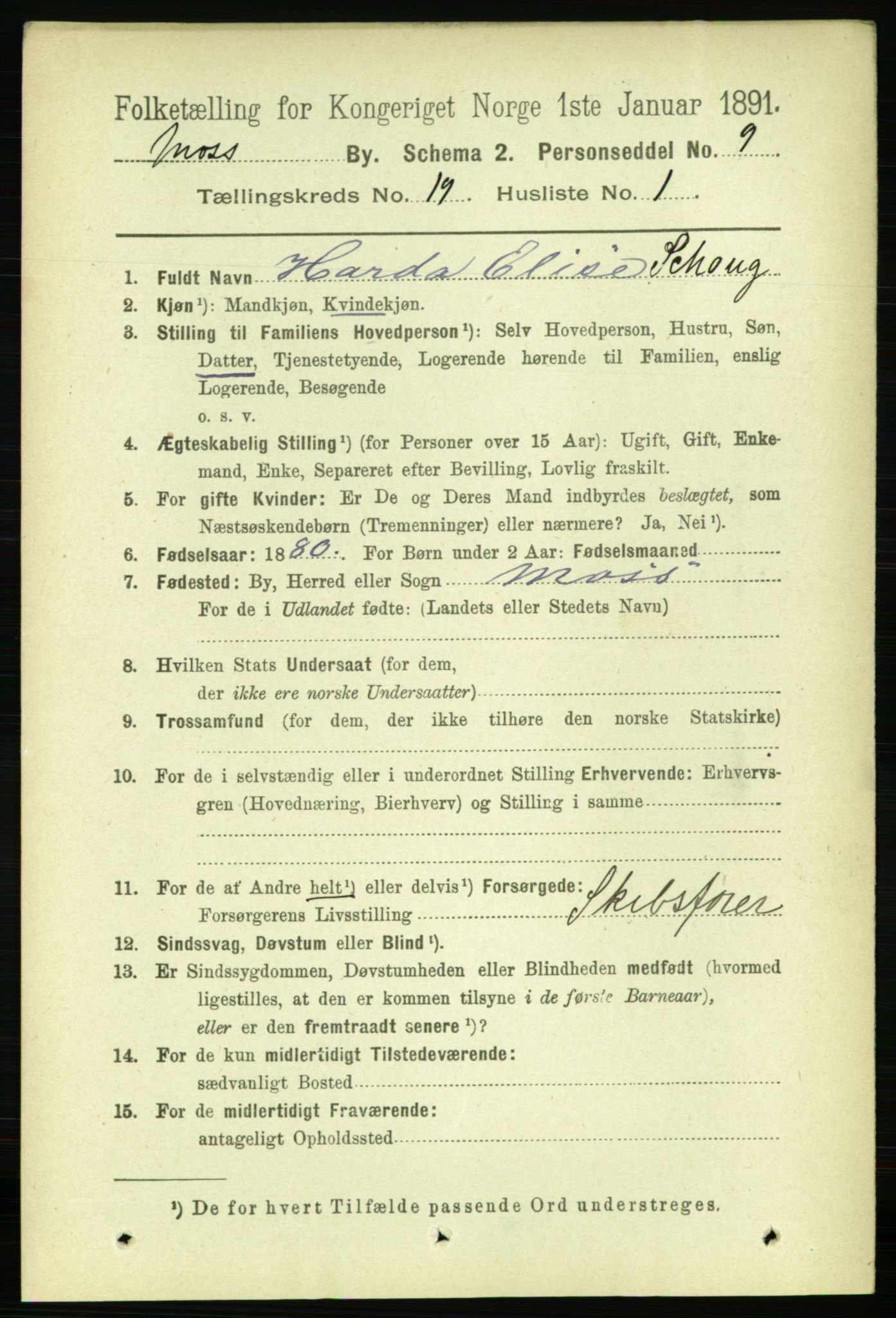 RA, 1891 census for 0104 Moss, 1891, p. 8579