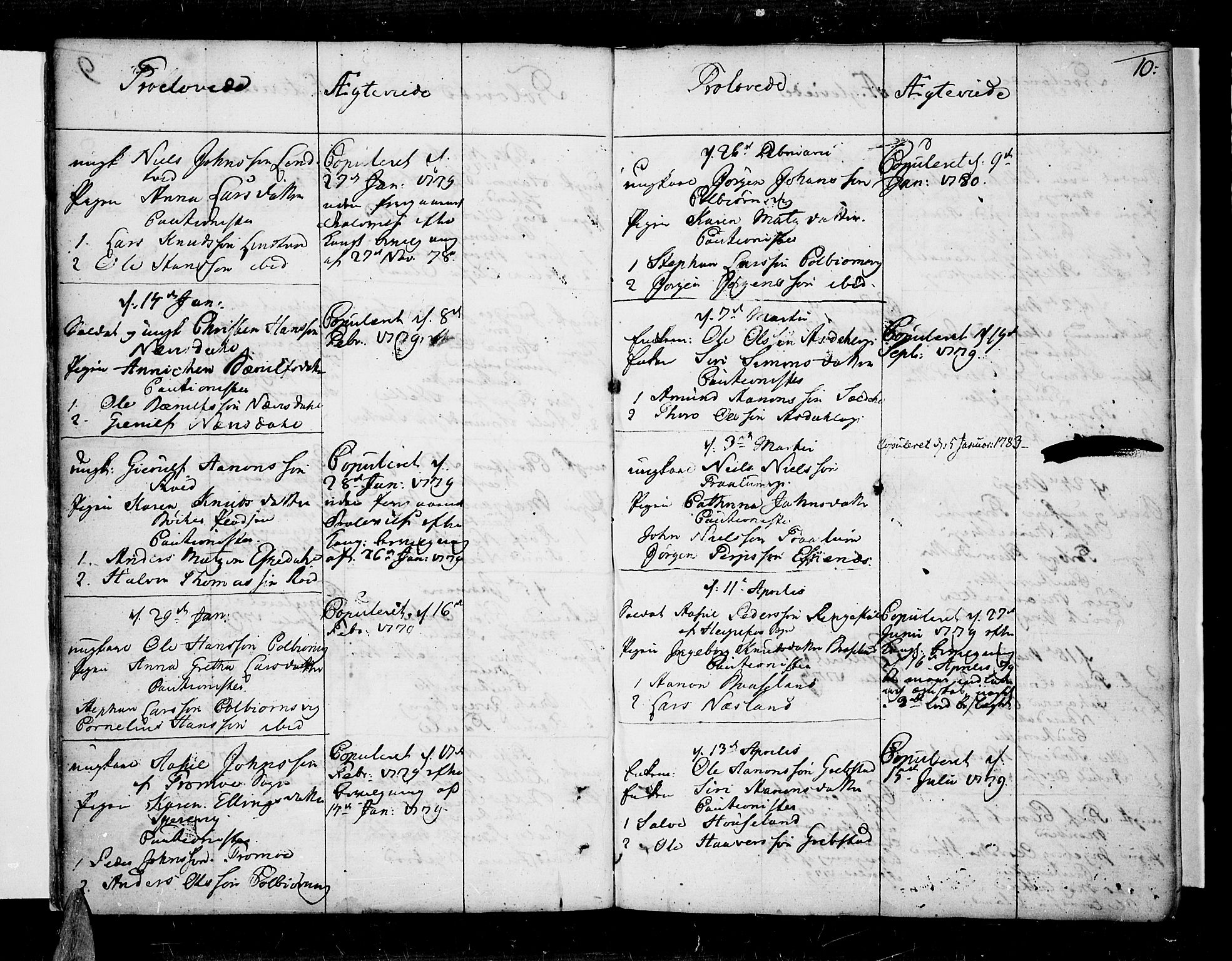 Øyestad sokneprestkontor, SAK/1111-0049/F/Fa/L0009: Parish register (official) no. A 9, 1778-1808, p. 10