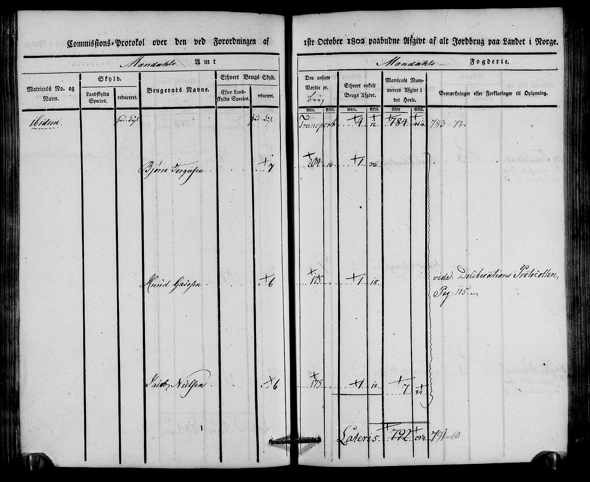 Rentekammeret inntil 1814, Realistisk ordnet avdeling, AV/RA-EA-4070/N/Ne/Nea/L0087: Mandal fogderi. Kommisjonsprotokoll "Nr. 1", for Holum, Halse, Harkmark, Øyslebø, Laudal og Finsland sogn, 1803, p. 165