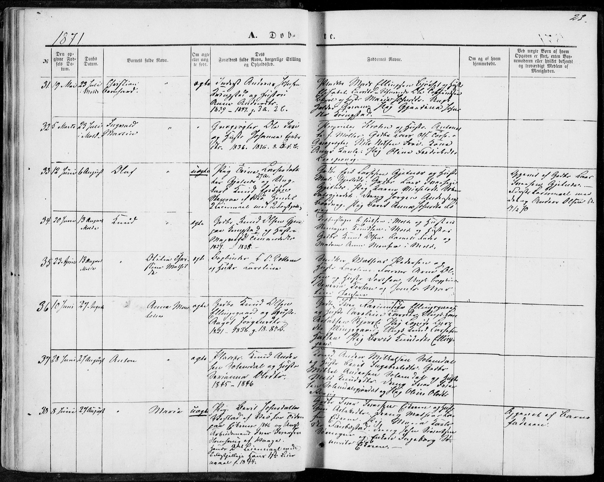 Ministerialprotokoller, klokkerbøker og fødselsregistre - Møre og Romsdal, AV/SAT-A-1454/555/L0655: Parish register (official) no. 555A05, 1869-1886, p. 23