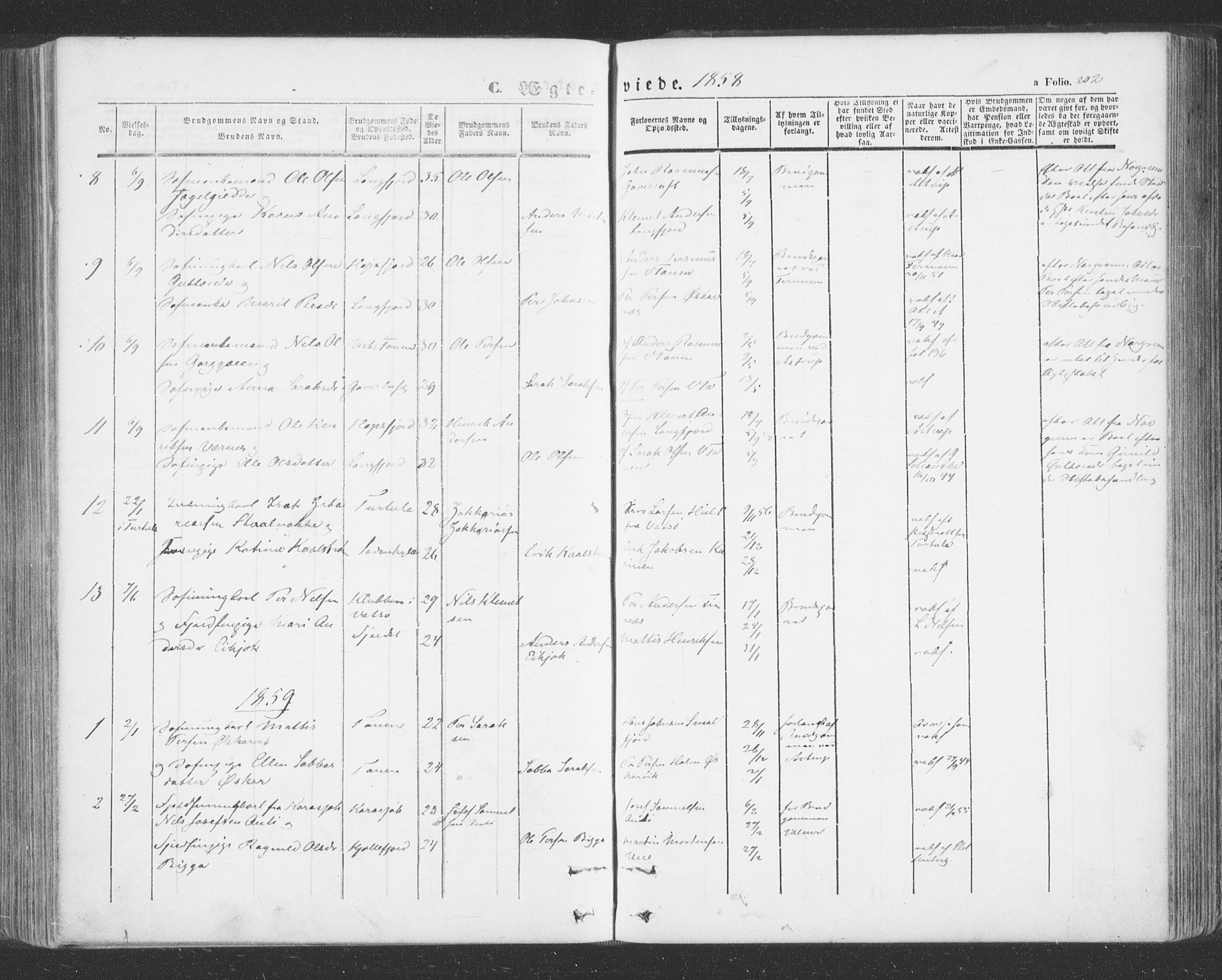 Tana sokneprestkontor, SATØ/S-1334/H/Ha/L0001kirke: Parish register (official) no. 1, 1846-1861, p. 202