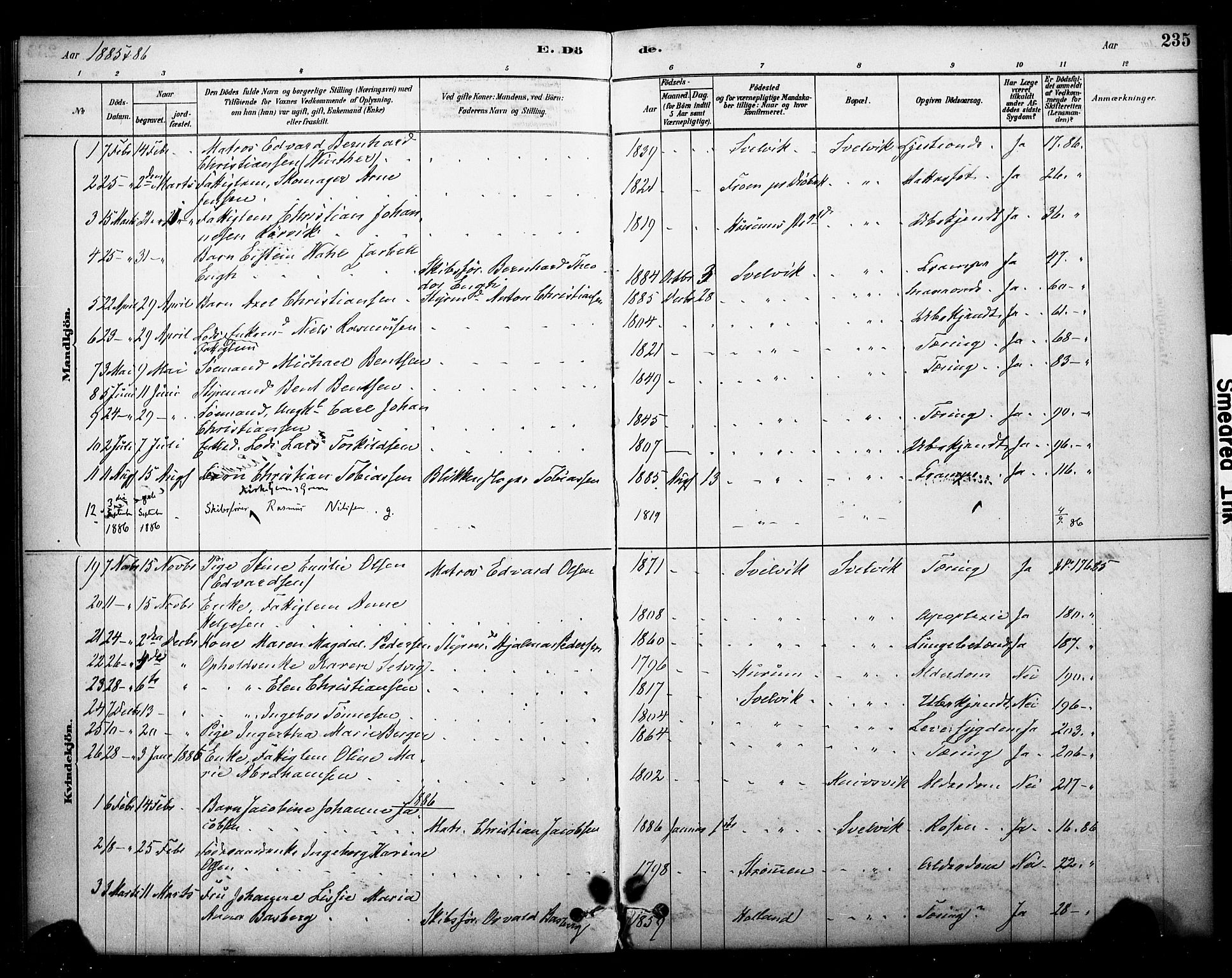 Strømm kirkebøker, AV/SAKO-A-322/F/Fb/L0001: Parish register (official) no. II 1, 1878-1899, p. 235